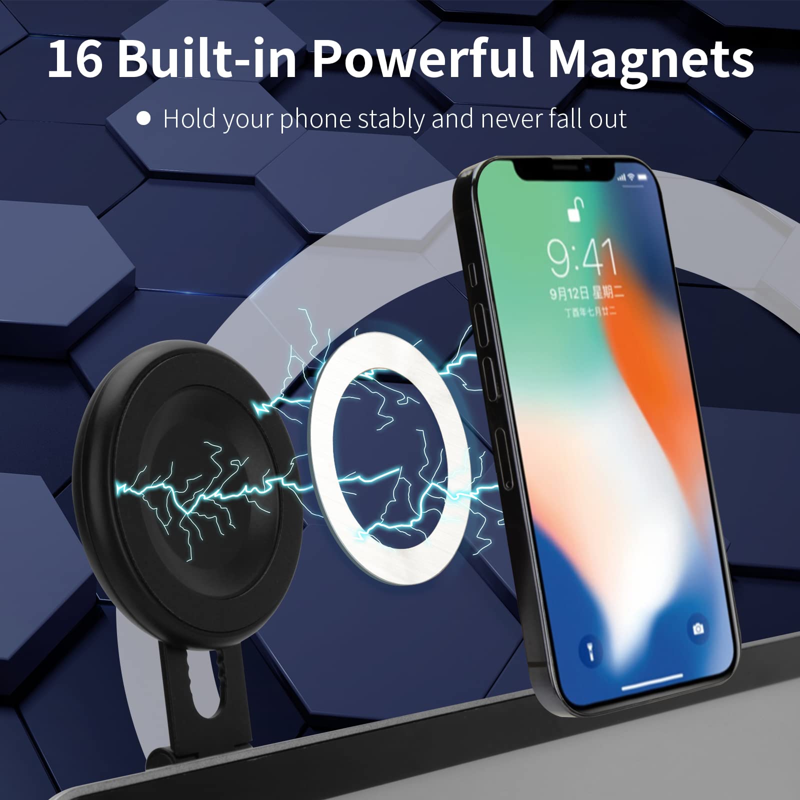 Magnetic Phone Holder for Car - Tesla Model 3/X/Y/S Accessories Mount - Magsafe Compatible with iPhone 12/13/14 & Samsung Galaxy - Hands-Free Charging for Safe Driving & Navigation