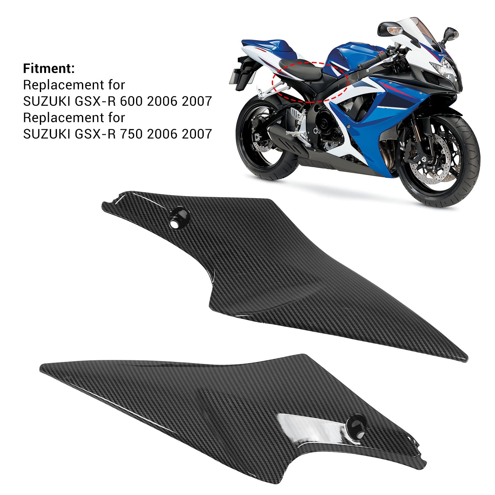 2PCS Carbon Fiber Look Motorcycle Fairing Set for BMW R600 R750 2006-2007 - Left & Right Side Replacement Parts for Enhanced Aerodynamics & Style - Perfect for Road Trips & Custom Bike Builds