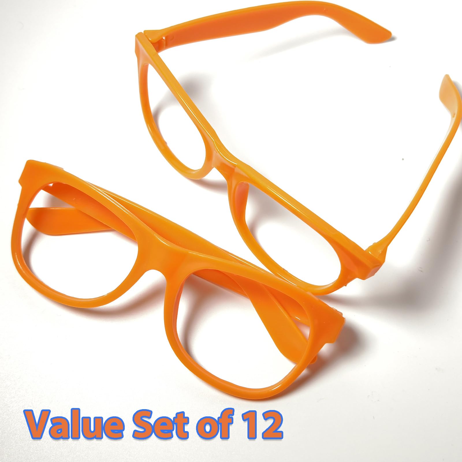 12 Pack Neon Frame Costume Glasses (No Lens) - Halloween Party Favors, Birthday Decorations & Cosplay Accessories for Adults & Kids - Perfect for Themed Parties, Dress-Up & Photo Props