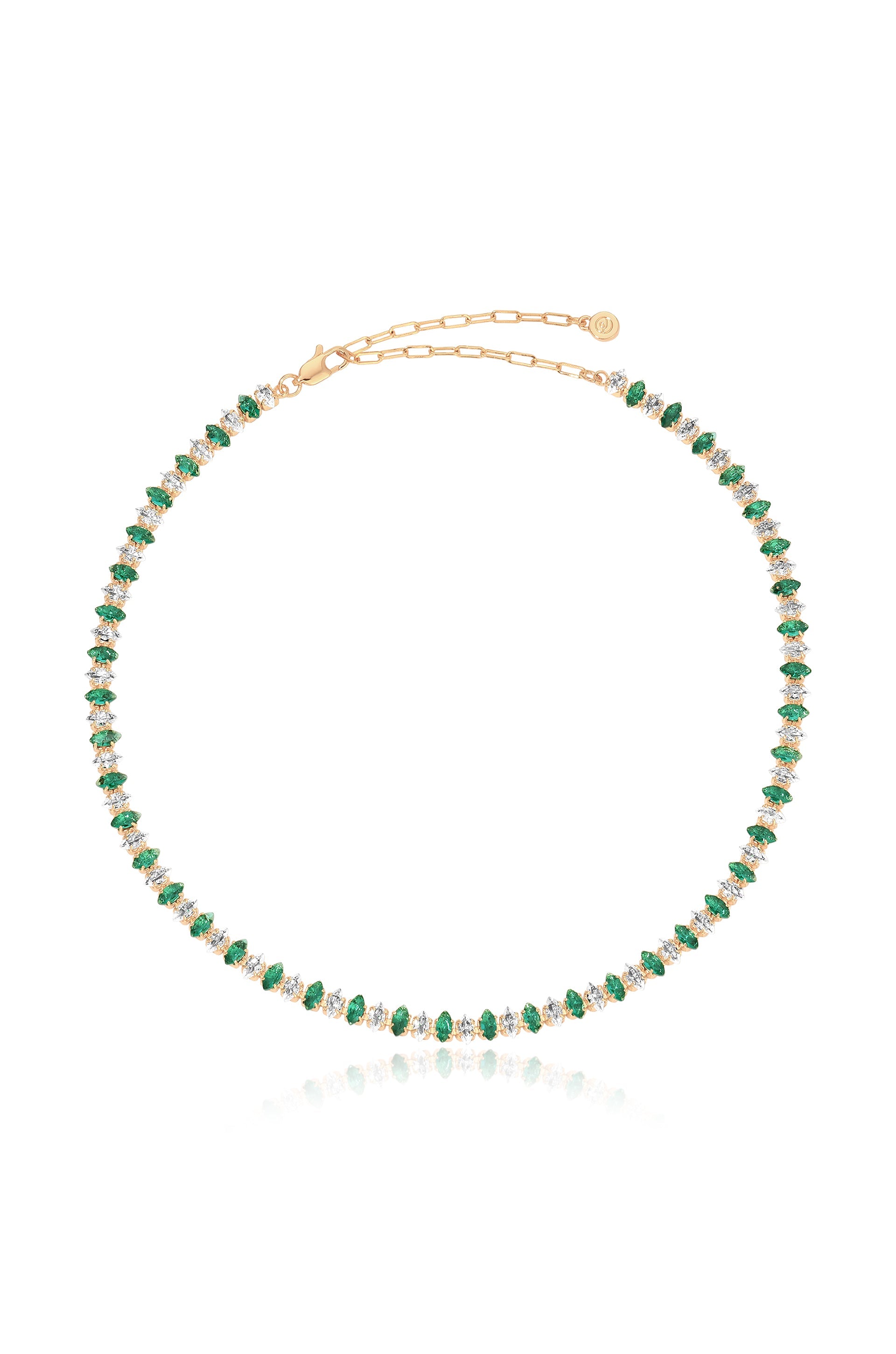 Exquisite Emerald Marquise Cut Necklace - 14K Gold Plated Elegant Jewelry for Women - Perfect for Weddings, Parties & Special Occasions