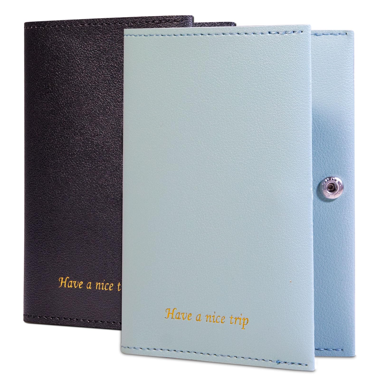 Premium RFID Blocking Passport Holder for Women & Men - Travel Wallet Cover Case with Multiple Card Slots - Ideal for Family Vacations, Business Trips & International Travel (Blue & Black)