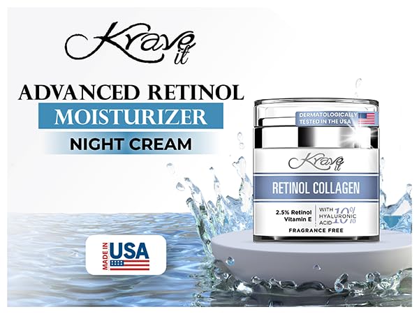 Best Retinol Cream for Face - Anti Aging Moisturizer with Vitamin E, B5 & Hyaluronic Acid | Wrinkle Reduction & Collagen Boost for Women & Men | Day & Night Face Cream 1.7oz | Perfect for Dry Skin & Fine Lines Treatment