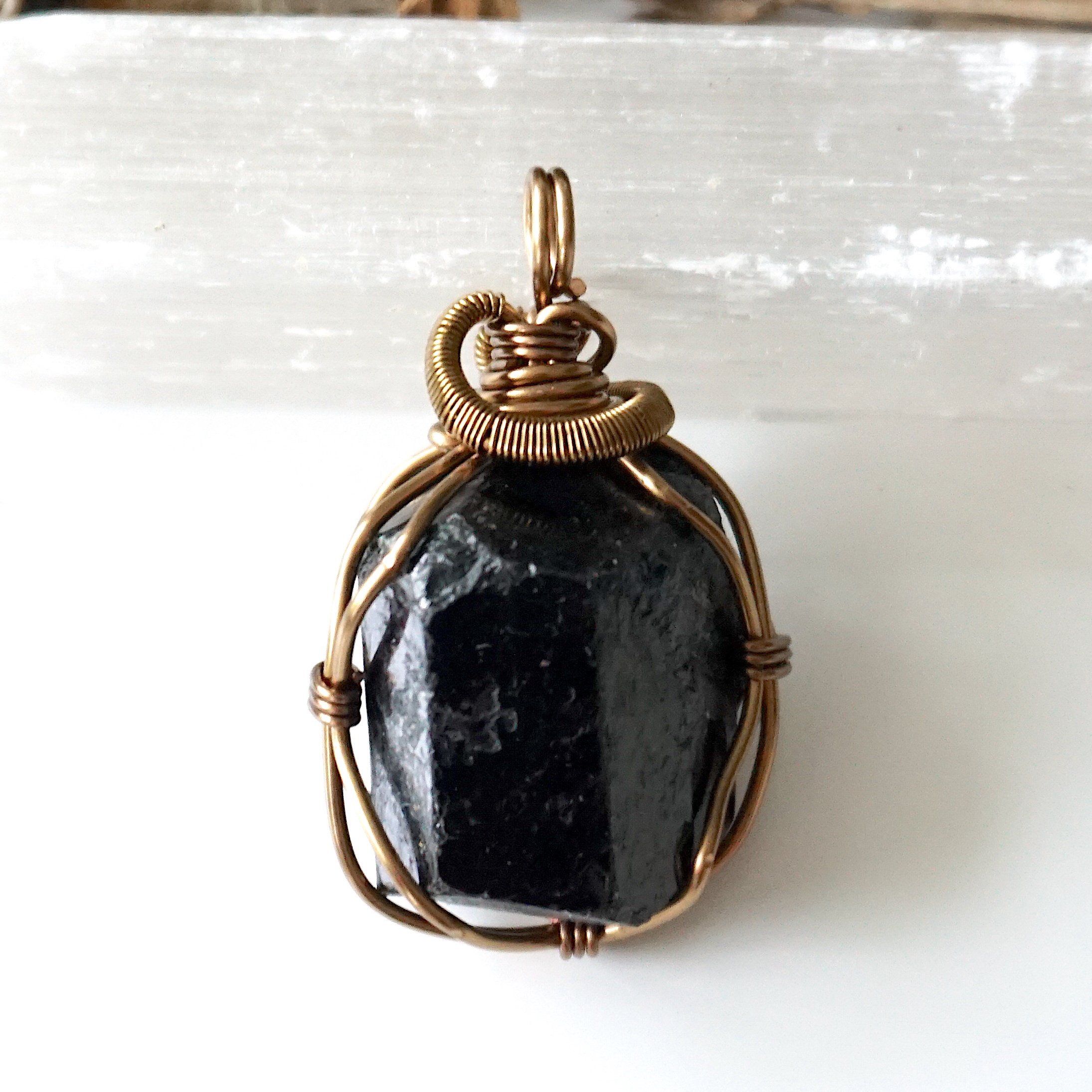 Raw Black Tourmaline Necklace with Antique Bronze Pendant - Natural Healing Crystal Jewelry for Protection, Grounding & Positive Energy | Perfect for Meditation, Yoga & Spiritual Gifts