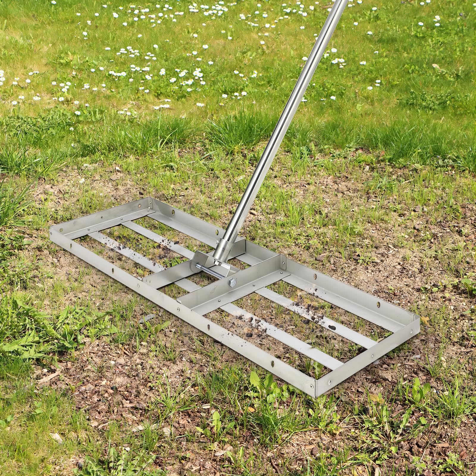 GARVEE 36x10 Heavy Duty Steel Lawn Leveling Rake - 180° Adjustable Landscape Rake for Topdressing, Soil Spreading & Grading | Perfect for Backyard, Garden, Golf Course, Farm & Pasture Maintenance