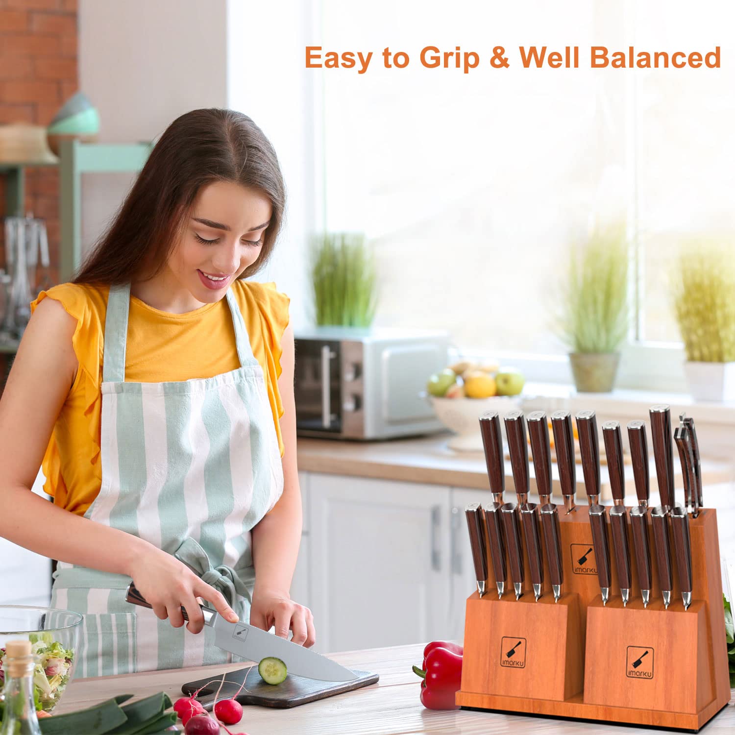 Premium 20-Piece Japanese High Carbon Steel Kitchen Knife Set with Wooden Block & Steak Knives - Professional Chef Knives for Cooking, Slicing, Chopping - Perfect Gift for Home Chefs & Culinary Enthusiasts