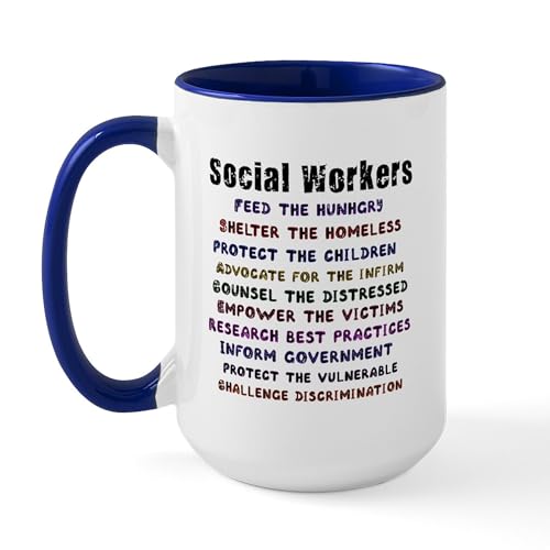 White/Navy Inside - Social Workers Work! Large Mug