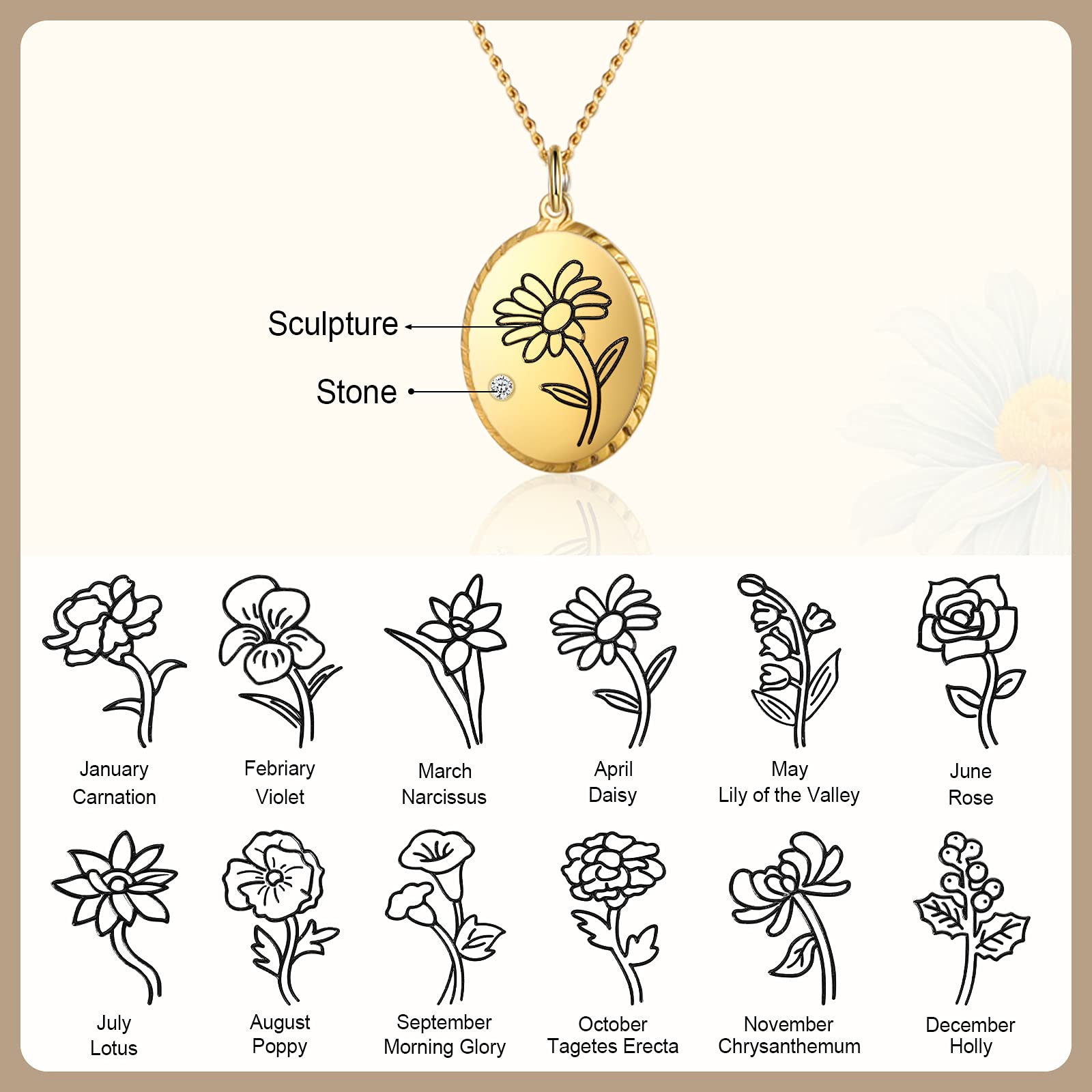Birth Month Flower Layered Necklace - Gold Choker Necklaces for Women with Custom Birthstone Coin - Personalized Jewelry Gift for Her, Bridesmaids, Birthday, Anniversary | Perfect for Weddings, Parties & Special Occasions