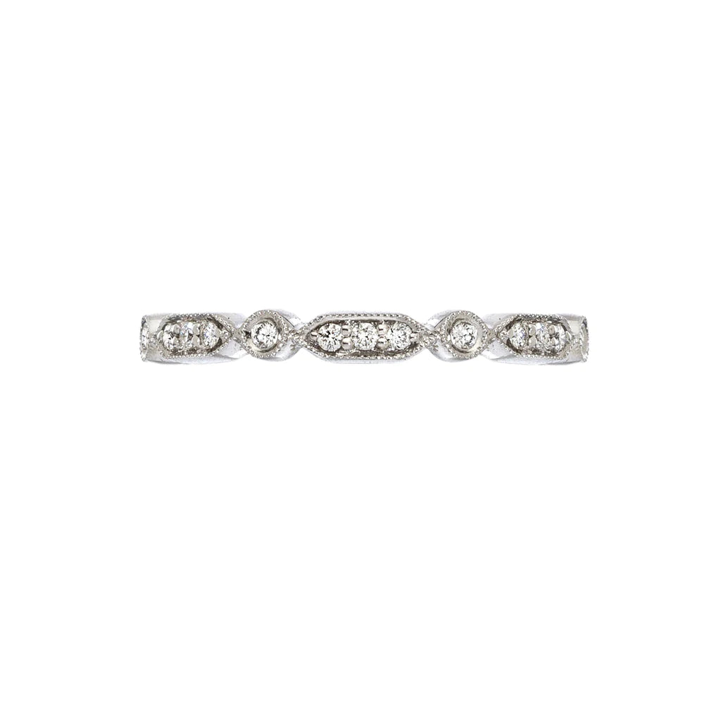 Deco Mini Diamond Band Ring - Elegant & Dainty Jewelry for Women - Perfect for Weddings, Anniversaries & Everyday Wear