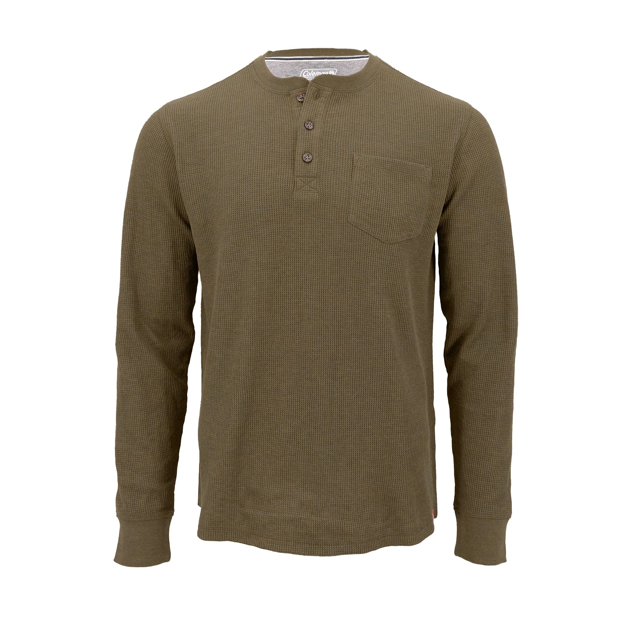 Colean Men's Long-Sleeve Waffle Thermal Henley Shirt - Warm Winter Base Layer for Hiking, Camping & Outdoor Activities
