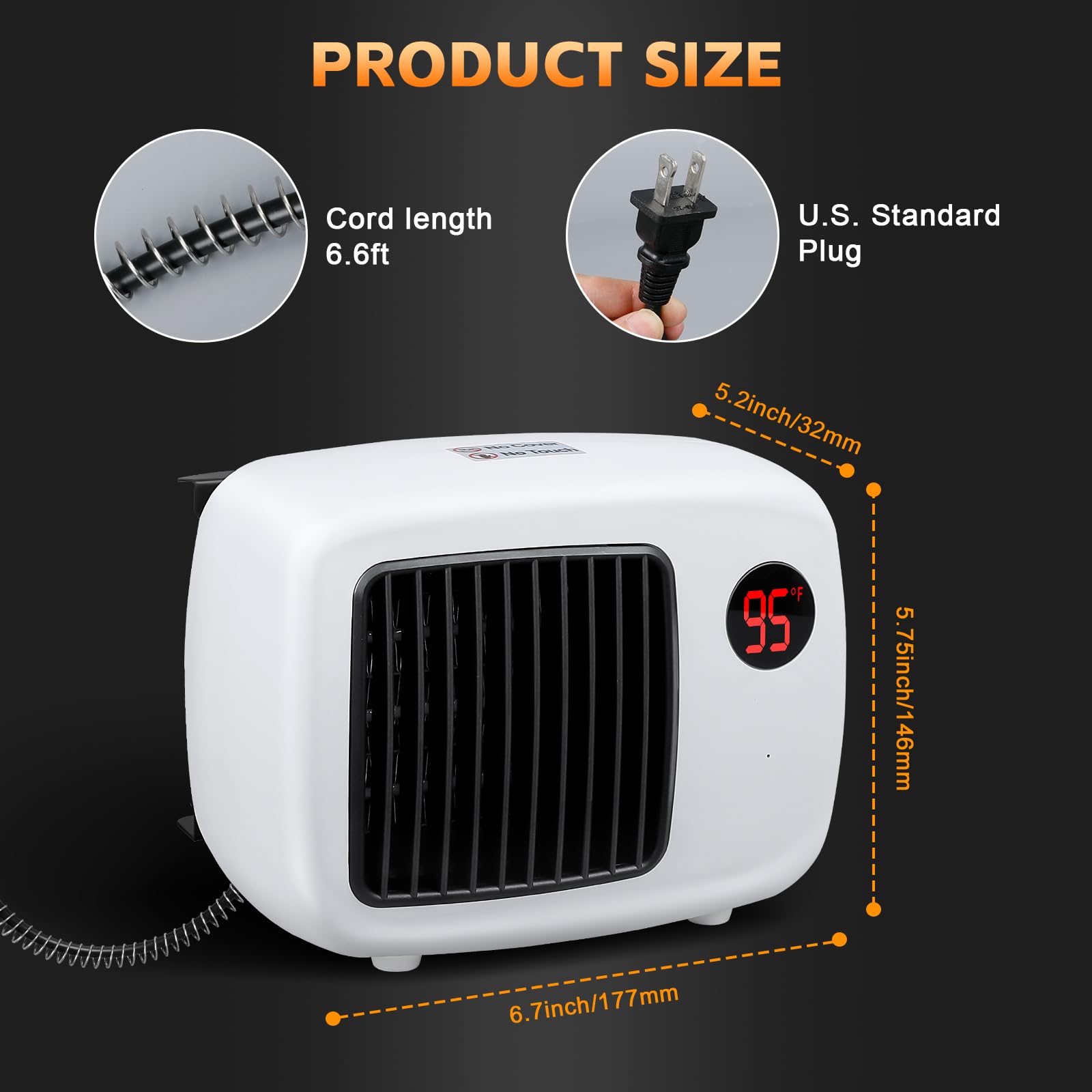 Dog House Heater with Thermostat - 300W/600W Wall-Mounted Pet Heater with Anti-Chew Cord & Overheat Protection - Ideal for Dog Kennels, Cat Cages, Chicken Coops & Outdoor Pet Houses - Keep Your Pets Warm in Winter