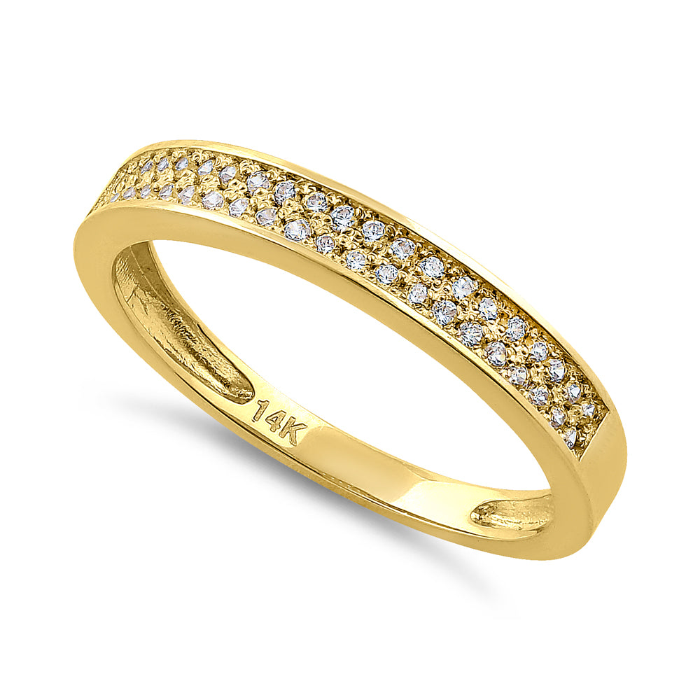 14K Solid Yellow Gold Pave Diamond Ring (0.24 ct) - Elegant Wedding Band, Anniversary Gift & Everyday Jewelry for Women