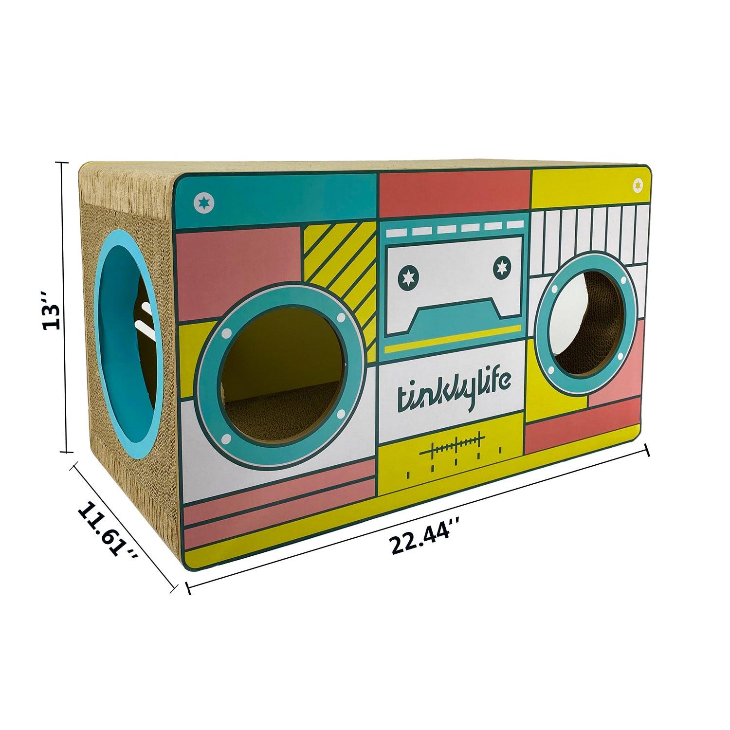 Premium Cat Condo Scratcher Post - Durable Cardboard Cat Scratching House with Rectangle Shape & 3D Stereo Patterns - Green Cat Bed for Indoor Cats - Perfect for Playtime, Napping & Claw Maintenance