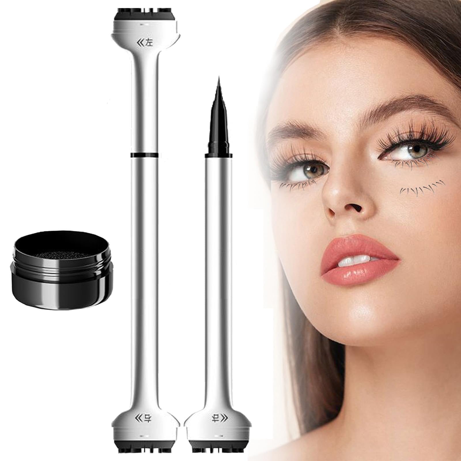 2-in-1 Waterproof Eyeliner & Lower Lash Stamp Kit - Black Ink Eyeliner Stamp for Perfect Lower Lashes | Smudge-Proof Eye Makeup Tool for Everyday & Party Looks