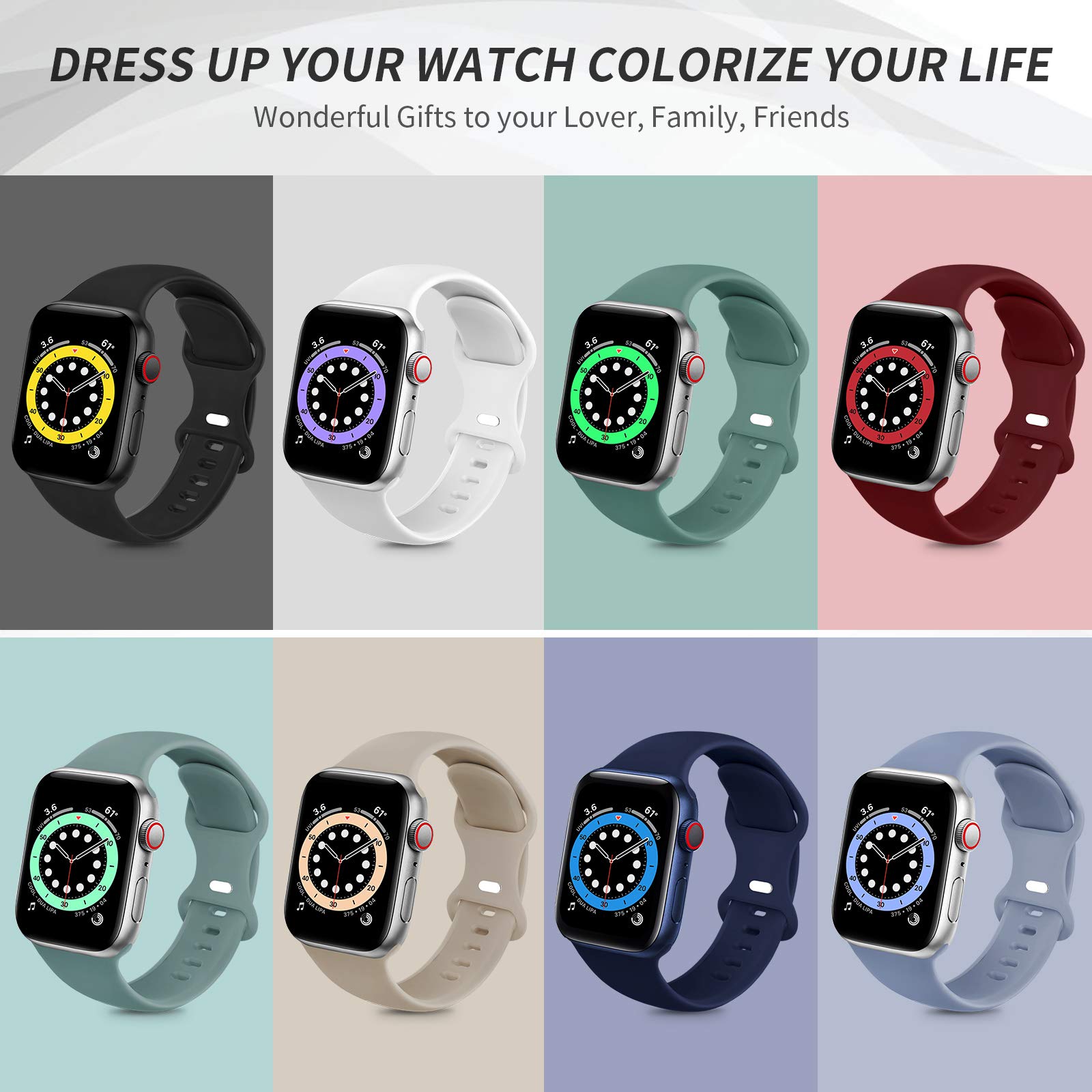 Premium Sport Bands for Apple Watch 38mm 40mm 41mm 42mm 44mm 45mm 49mm - Soft Silicone Waterproof Strap Compatible with iWatch Ultra 2 Series 9/8/7/6/5/4/3/2/1 & SE - Unisex Design for Men & Women - Perfect for Workouts, Swimming & Everyday Wear