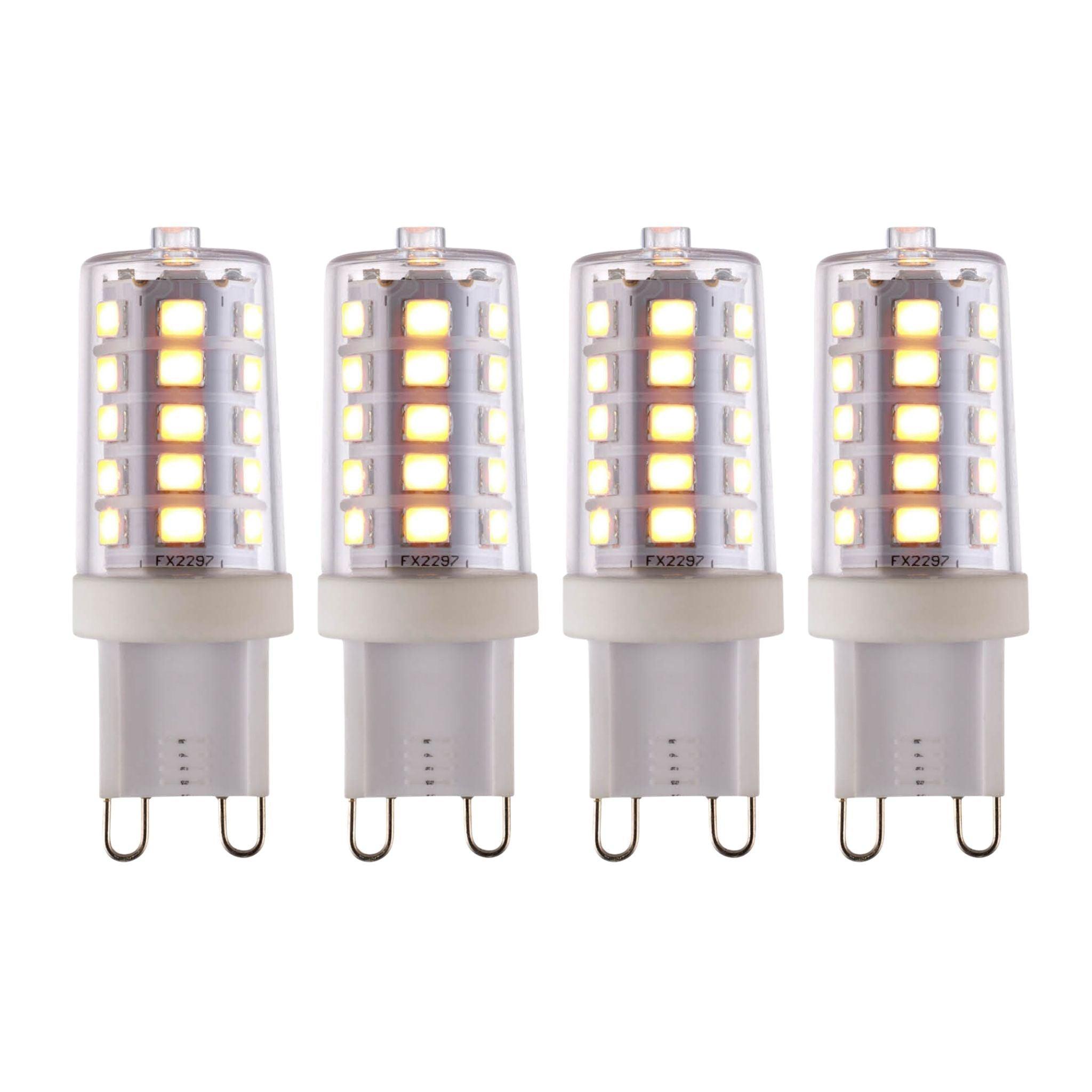 4 Pack G9 LED SMD Dimmable Light Bulbs 3.7W 2700K Warm White for Chandeliers, Ceiling Fans & Home Decor Lighting