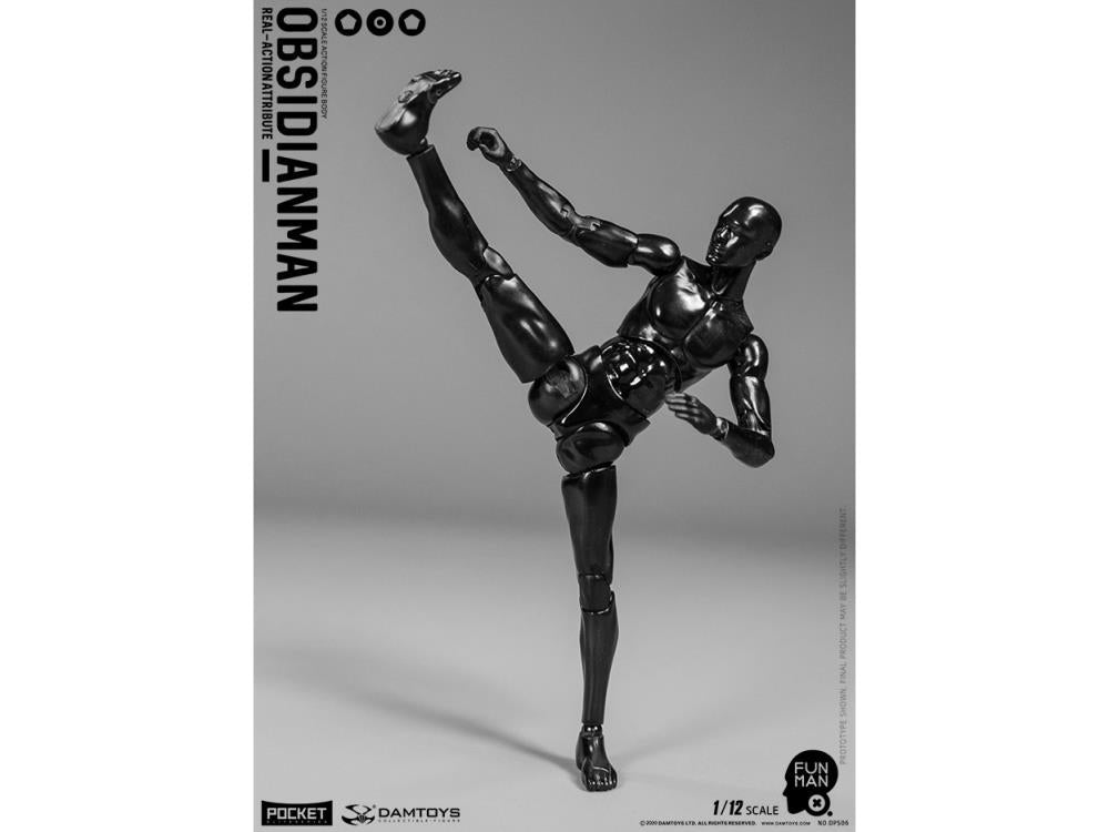 Damtoys 1/12 Pocket Elite Obsidian Man Scale Body Action Figure - Highly Articulated Collectible Toy for Display & Photography - Perfect for Collectors, Cosplay & Diorama Scenes
