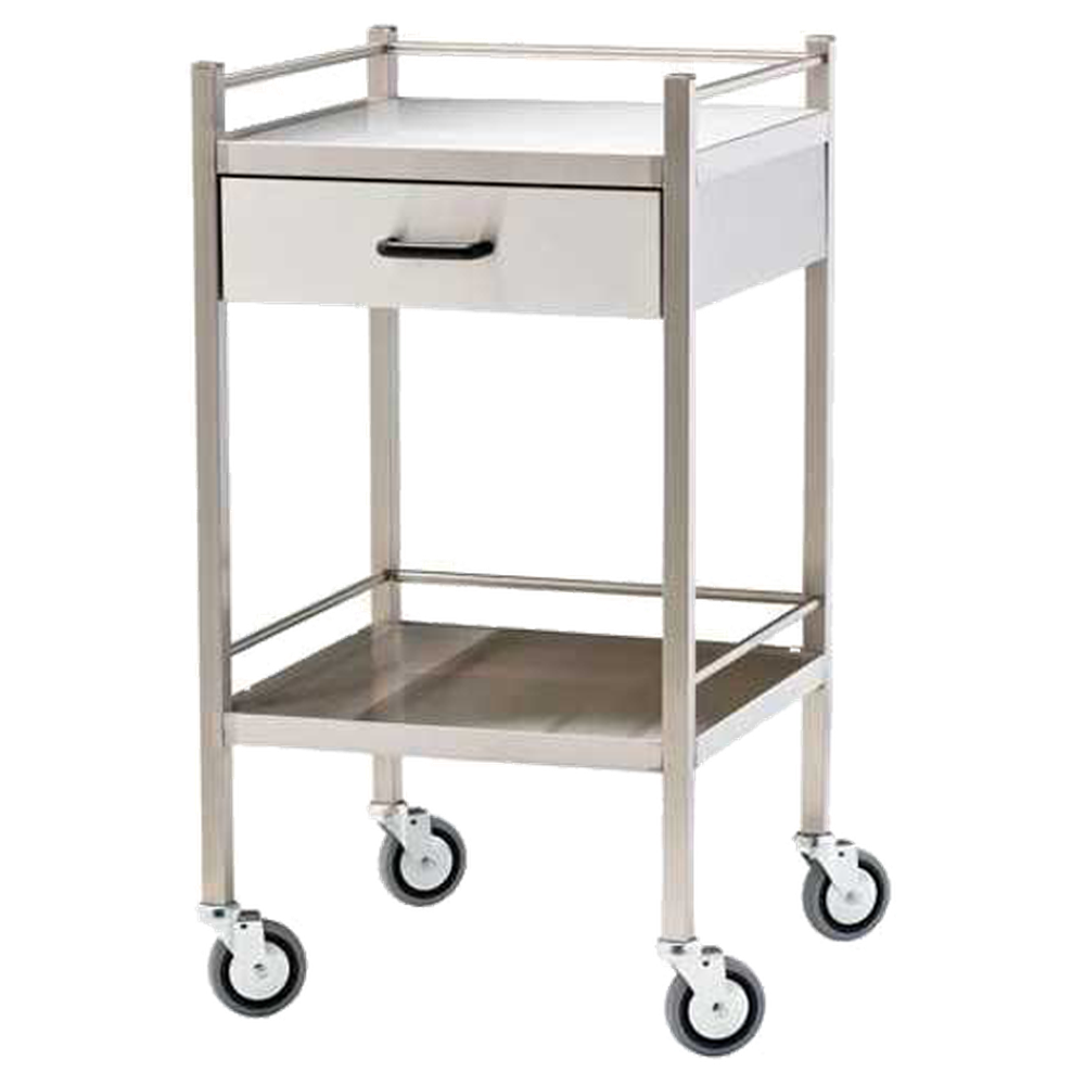 Stainless Steel Utility Cart with Drawer - 60 x 50 x 97cm Medium Size - Perfect for Kitchen, Restaurant, Salon & Office Organization