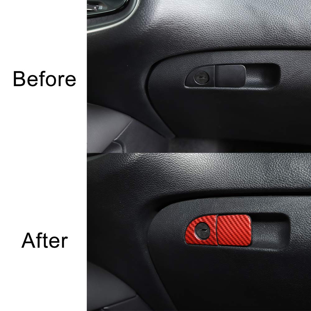**Premium ABS Red Carbon Fiber Interior Door Handle Trim for 2015-2024 Dodge Challenger & Charger – 2-Piece Set – Upgrade Your Ride with Stylish Storage Box & Glove Switch Accessories – Perfect for Car Enthusiasts & Customization**