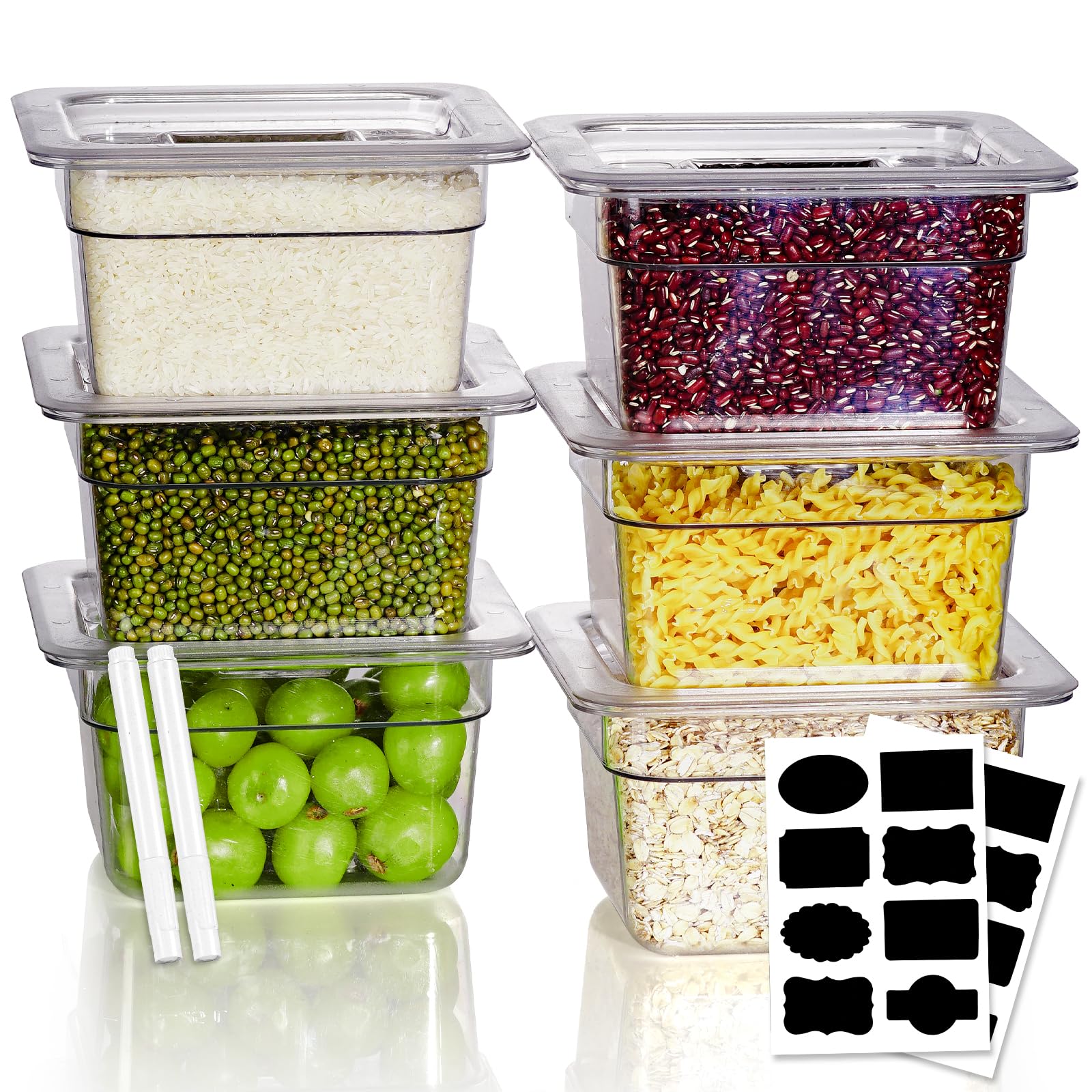 1/6 Size 6 Inch Clear NSF Polycarbonate Food Pan - 9 PCS Set | BPA-Free Commercial Food Storage Containers with Lids | Restaurant & Hotel Kitchen Use | Heat & Cold Resistant Food Grade Safe for Hot Buffets, Salad Bars & Meal Prep