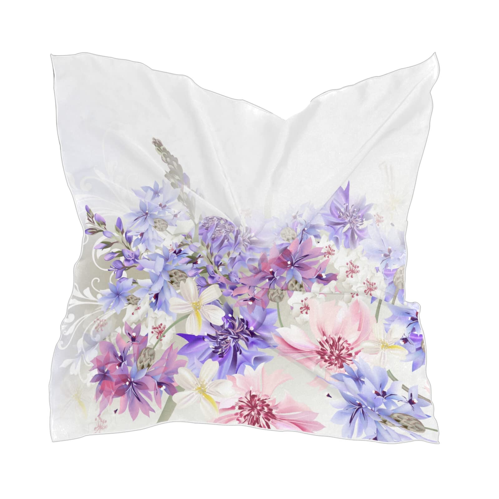 Luxury Women's Square Silk Scarf - Elegant Neckerchief, Headscarf & Shawl Wrap - Soft Chiffon Stole for Women - Perfect for Office, Wedding & Special Occasions