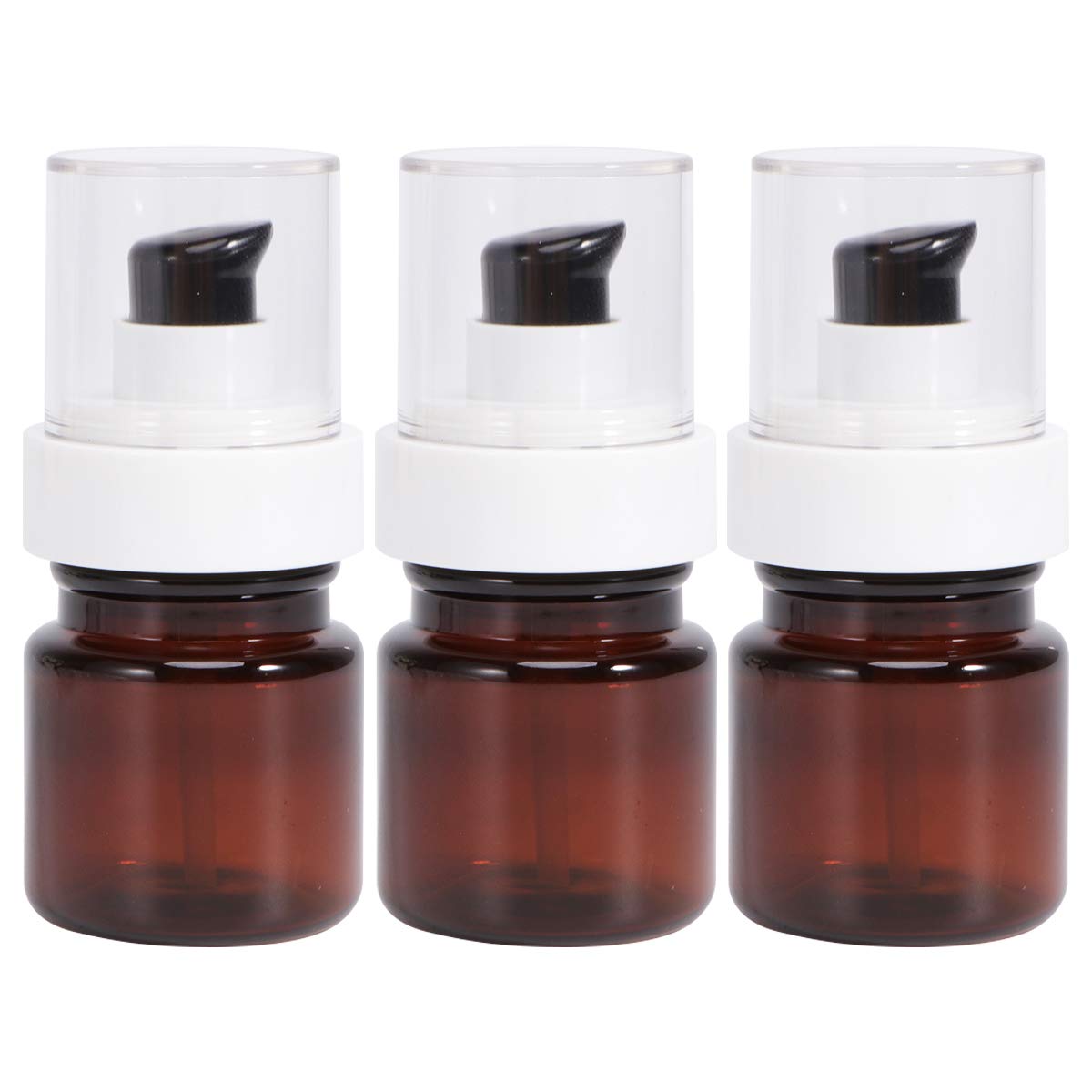 Hemoton 3Pcs 40ml Empty Essential Oil Pump Bottles - Refillable Cosmetic Containers with Portable Dispenser for Travel (Brown) | Perfect for DIY Skincare, Haircare & Aromatherapy