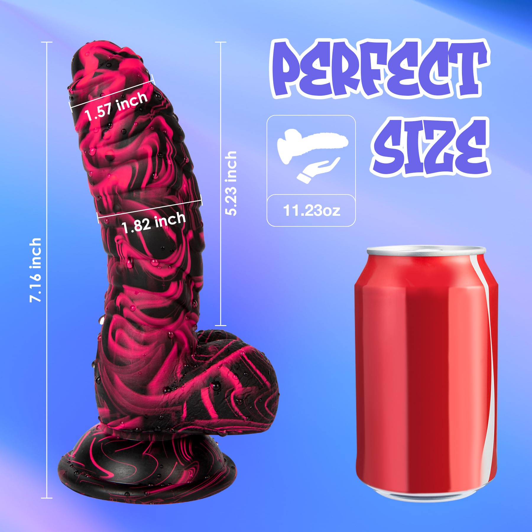 Realistic 7.16 Inch Silicone Dildo for Adults - Thick Monster Cock with Strong Suction Cup, G-Spot & Clitoral Stimulation Toy for Women, Men & Couples | Perfect for Solo Play, Couples Intimacy & BDSM Scenes