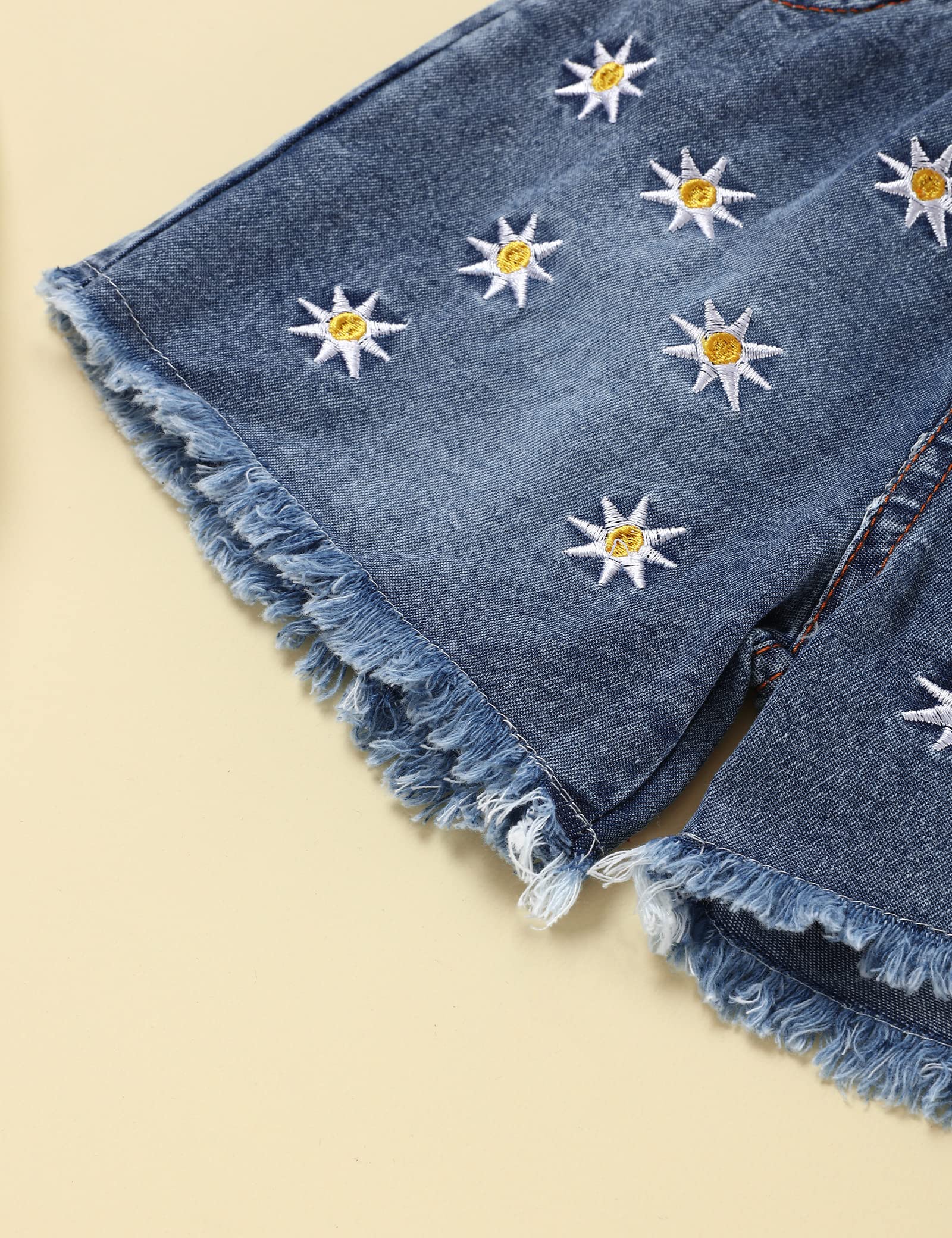 Toddler Girl Summer Outfits - Ruffle Daisy Camisole Tank Top & Denim Shorts Set (2-6T) | Cute Casual Playwear for Beach, Park & Summer Activities