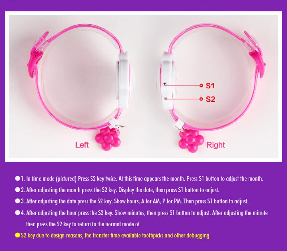 Flower Shape Digital Watch for Girls - Cute Cartoon Kids Watch with LED Display - Perfect for School, Playtime, and Birthday Gifts