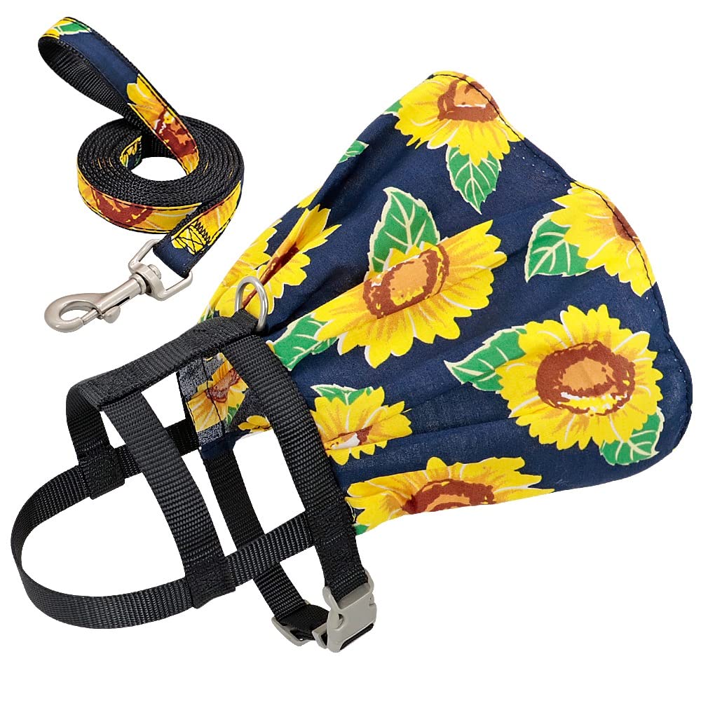 Floral Print Small Dog & Cat Harness Vest with Leash - Breathable Summer Pet Clothing for Chihuahuas & Medium Pets (Color B, Size Small) | Perfect for Outdoor Walks, Park Adventures & Pet Fashion Photos