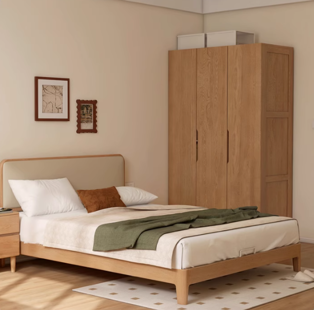 Solid Oak Wood Wardrobe - Premium Quality, Spacious Storage for Bedroom, Closet & Home Organization