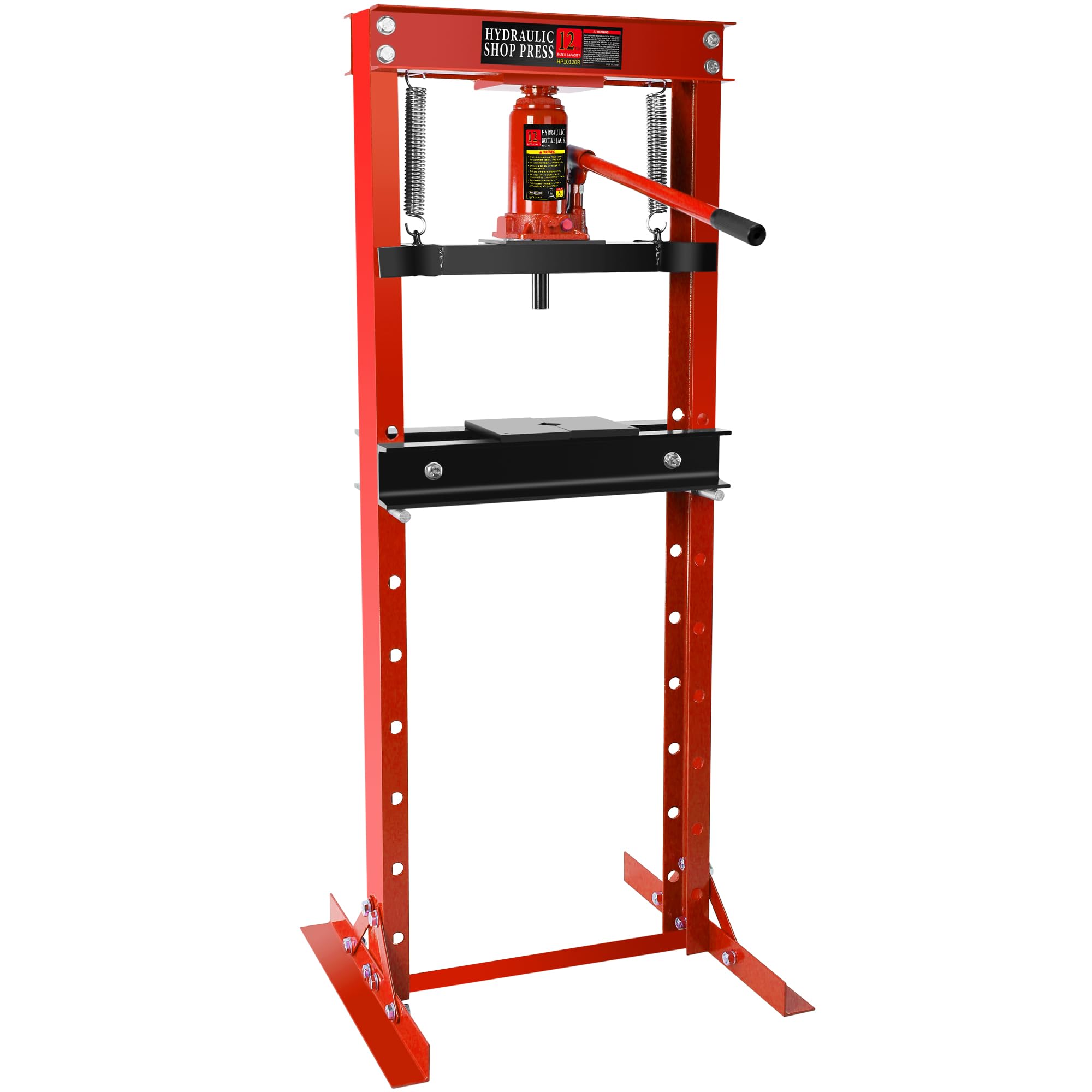 CuisinSmart 12 Ton Hydraulic Shop Press - Heavy Duty Steel H-Frame with Adjustable Work Table & Press Plates - Ideal for Bearing Removal, Gear Pressing, and Metalworking Projects