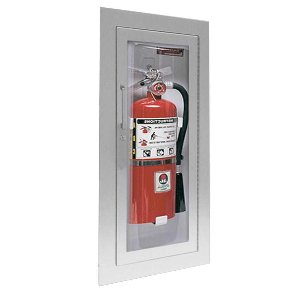 JL Industries 1525G25 Clear VU Fire Extinguisher Cabinet - Transparent Acrylic Full Glazing with Pull Handle & SAF T LOK - Ideal for Offices, Schools, and Commercial Buildings
