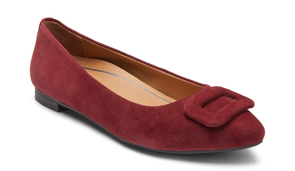 Vionic Women's Amanda Ballet Flat with Arch Support - Comfortable Slip-On Shoes for Work & Casual Wear (Wine, Size 7 Medium) | Orthotic Footwear for Plantar Fasciitis & All-Day Comfort