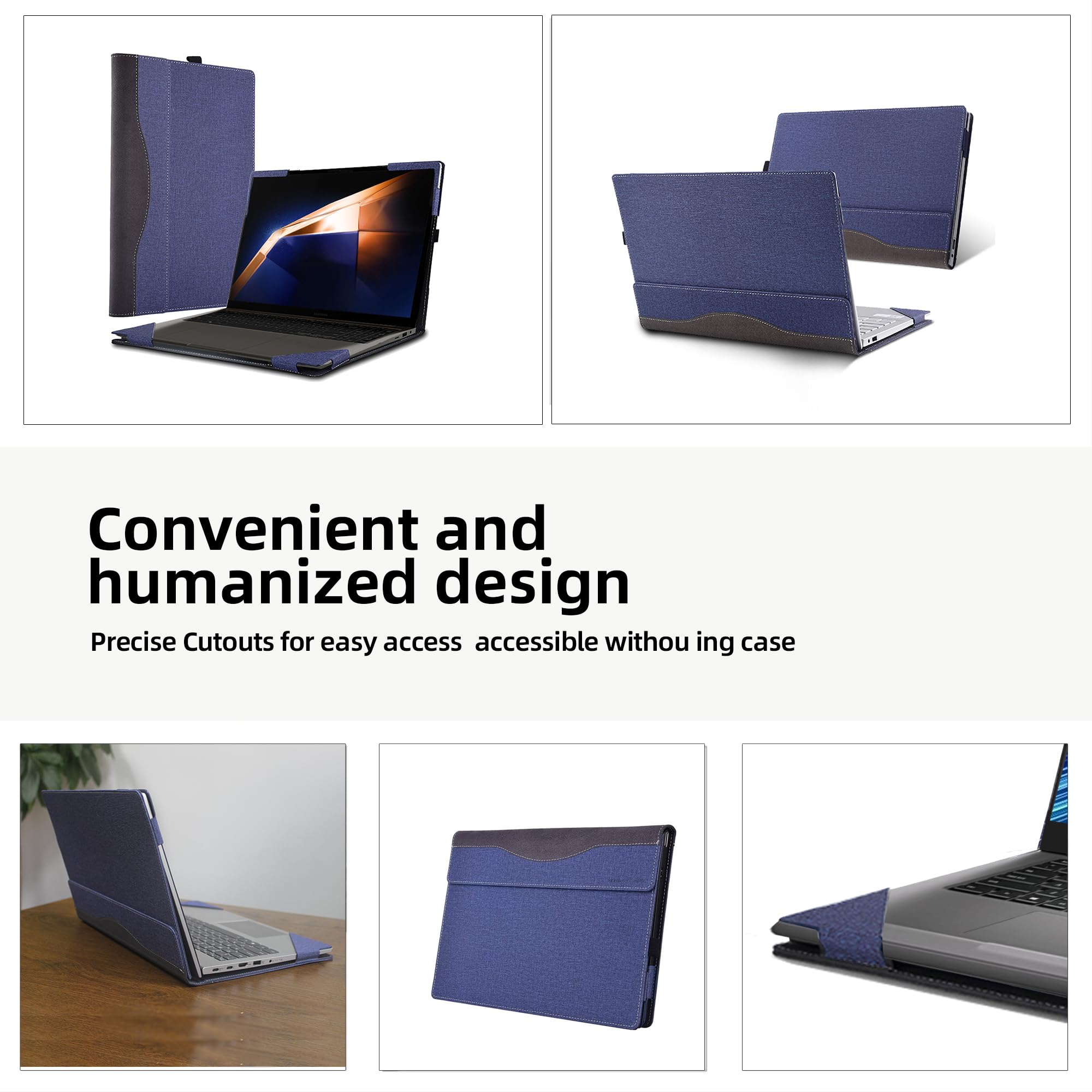 Premium PU Leather Detachable Laptop Cover for Samsung Galaxy Book 3 Pro/Pro 360/Ultra 16