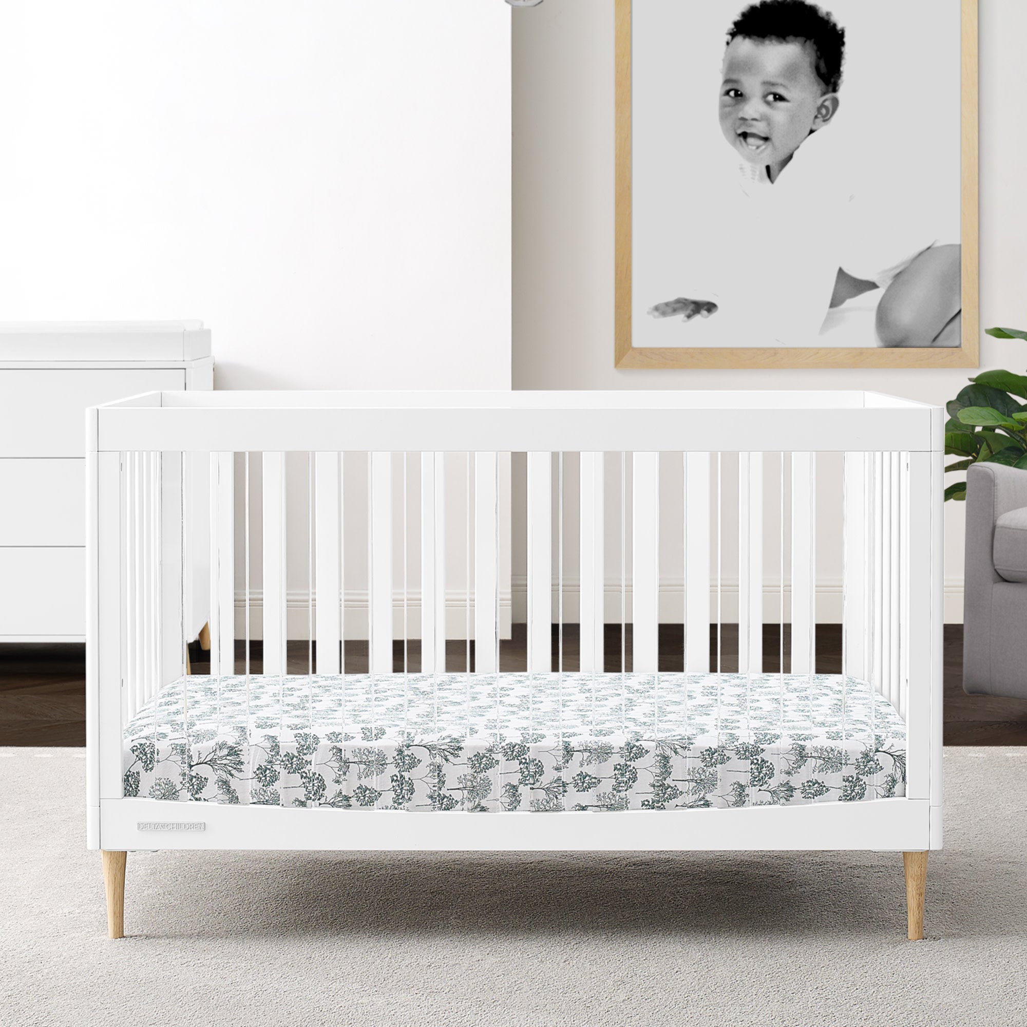Austin Acrylic 4-in-1 Convertible Baby Crib - Toddler Bed, Daybed & Full-Size Bed | Modern Nursery Furniture for Boys & Girls | Perfect for Small Spaces & Growing Families