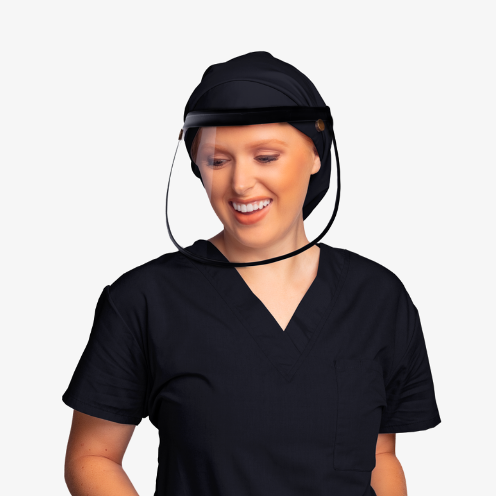 Hairbrella Pro Scrub Cap with Face Shield - Waterproof Surgical Hat for Nurses & Doctors - Perfect for Medical Procedures, Salon Visits & Beauty Treatments