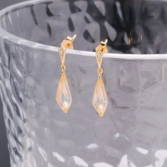 Natural Clear Quartz Dangle Earrings - Teardrop Crystal Stud Earrings for Women | Healing Stone Jewelry, Boho Chic Accessories for Everyday Wear & Special Occasions