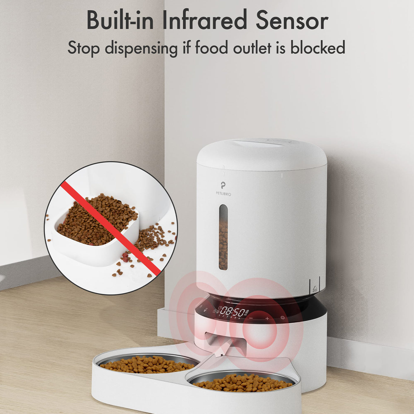 Automatic 5L Dual Tray Pet Feeder for Cats & Dogs - White Granary Design - Perfect for Home, Office & Travel Use