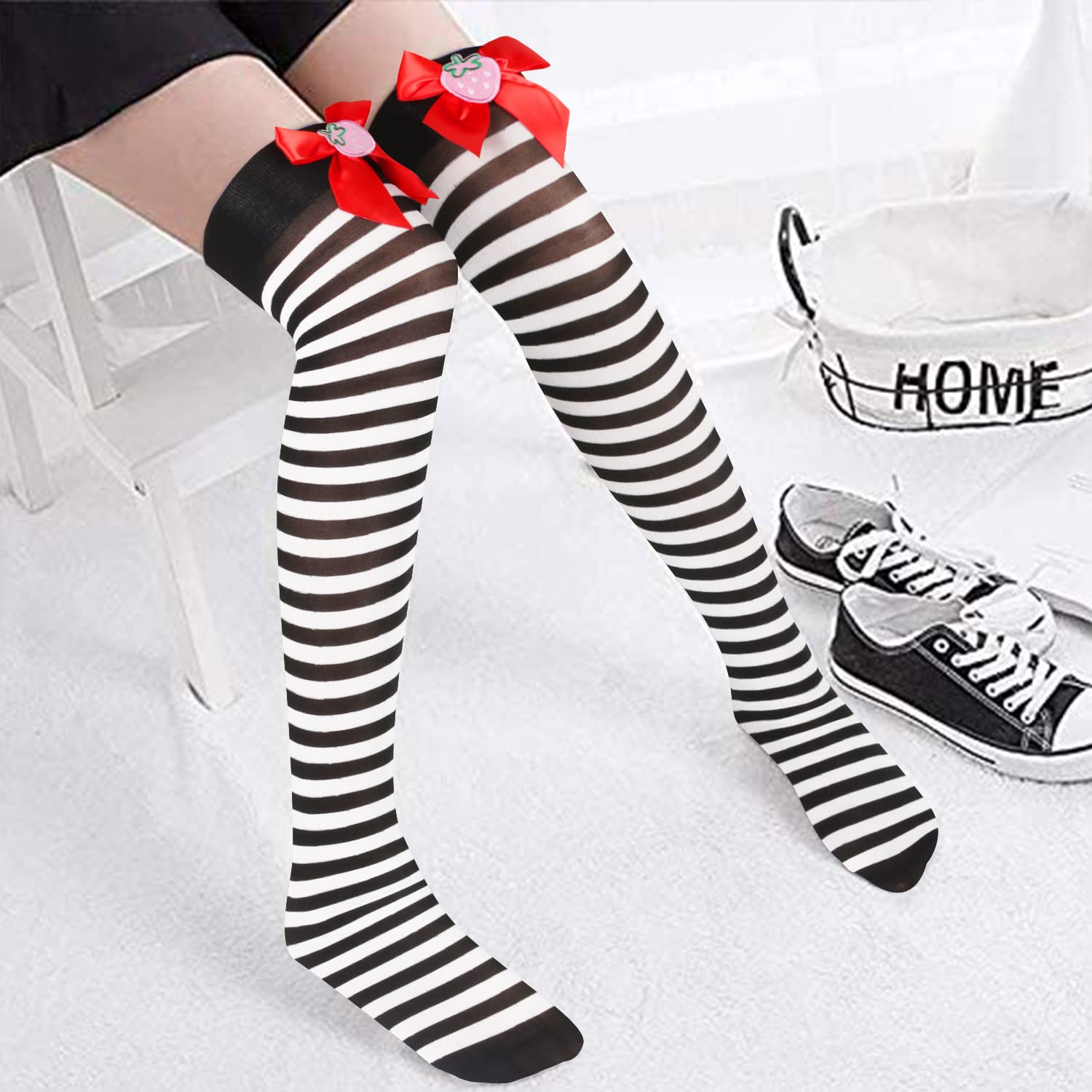 Benefeet Women's Thigh High Argyle Socks - Fun Striped Knee-High Stockings for Dress Up & Costumes