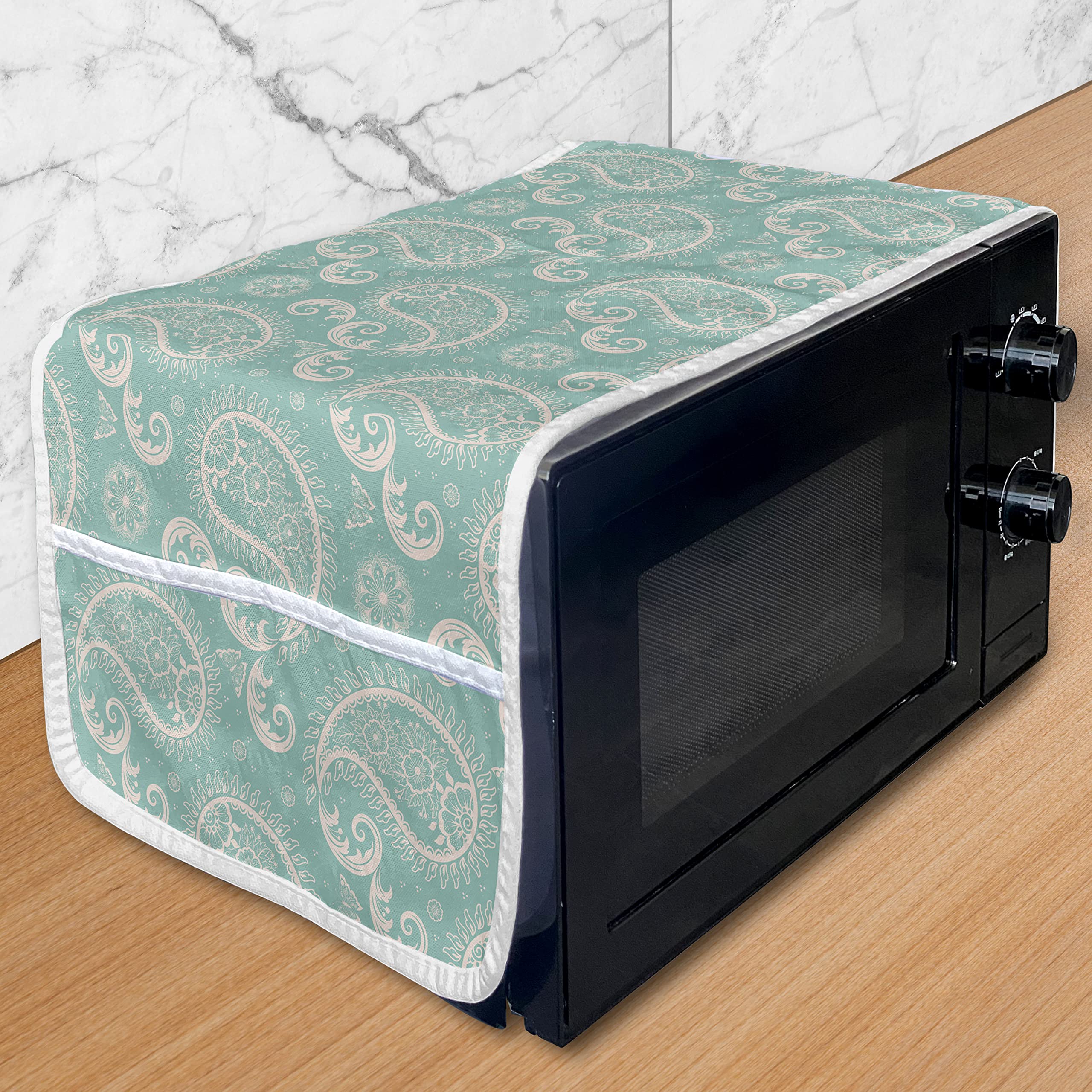 Ambesonne Paisley Microwave Cover - Waterproof Kitchen Organizer with Pockets, 36