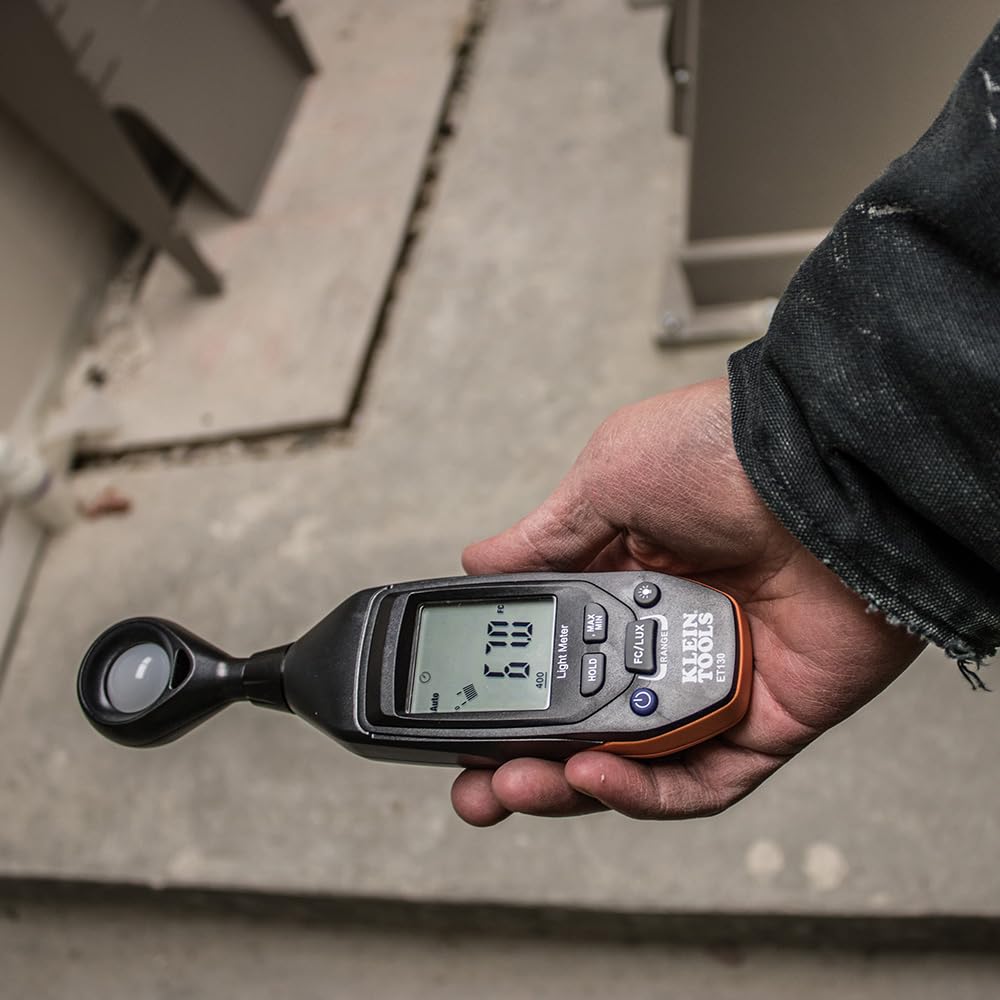 Klein Tools ET130 Digital Light Meter - Accurate Lux Measurement for Indoor/Outdoor Lighting, Photography & Film Production