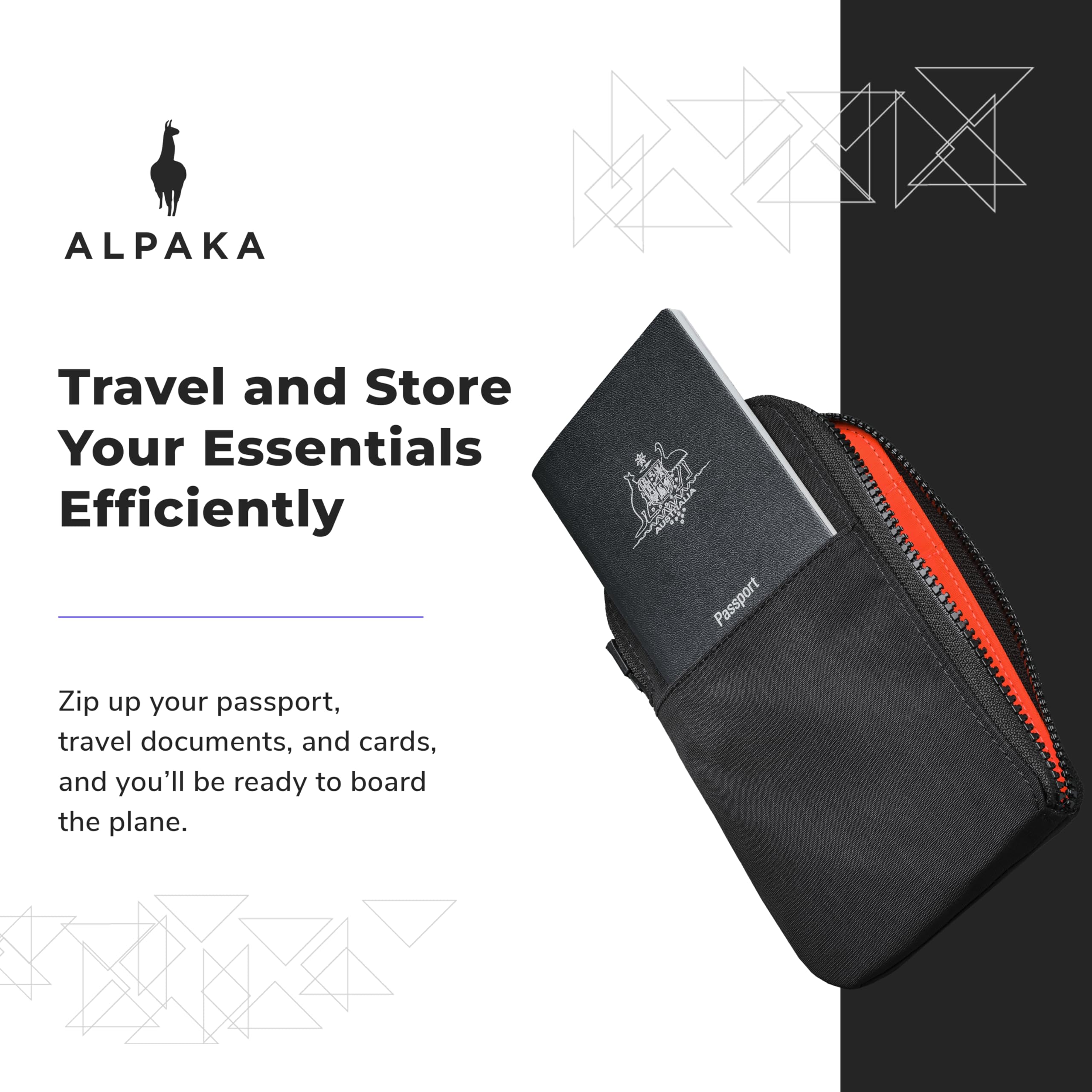 RFID Blocking Travel Wallet - Black Axoflux 210D Passport Holder with Self-Locking Zipper | Tear-Resistant Material | 4 Pockets & 2 Card Slots | HUB Accessories Compatible | Perfect for Air Travel, Business Trips & International Vacations
