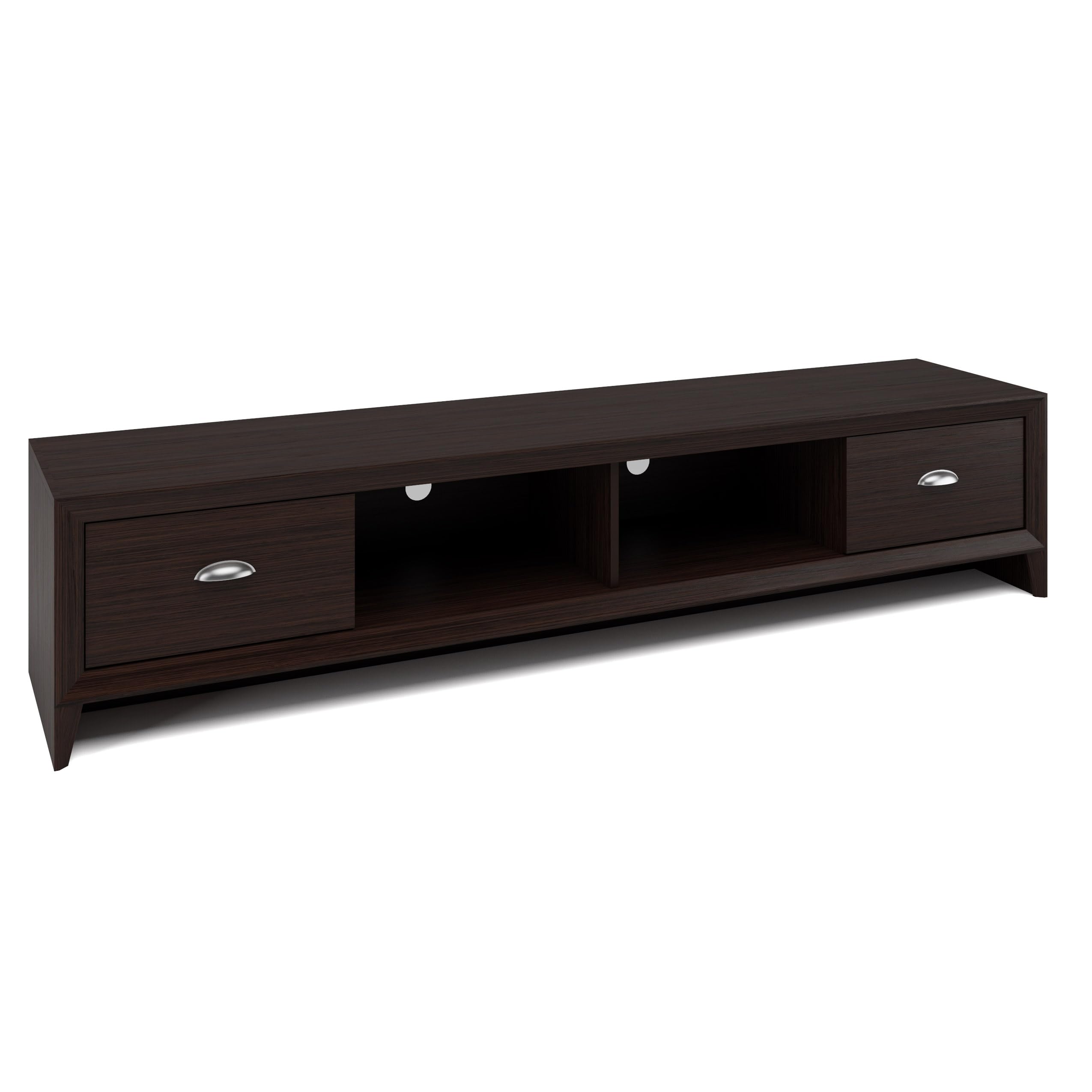 CorLiving Lakewood Modern Dark Brown Engineered Wood TV Stand with 2 Drawers & Storage for TVs up to 85