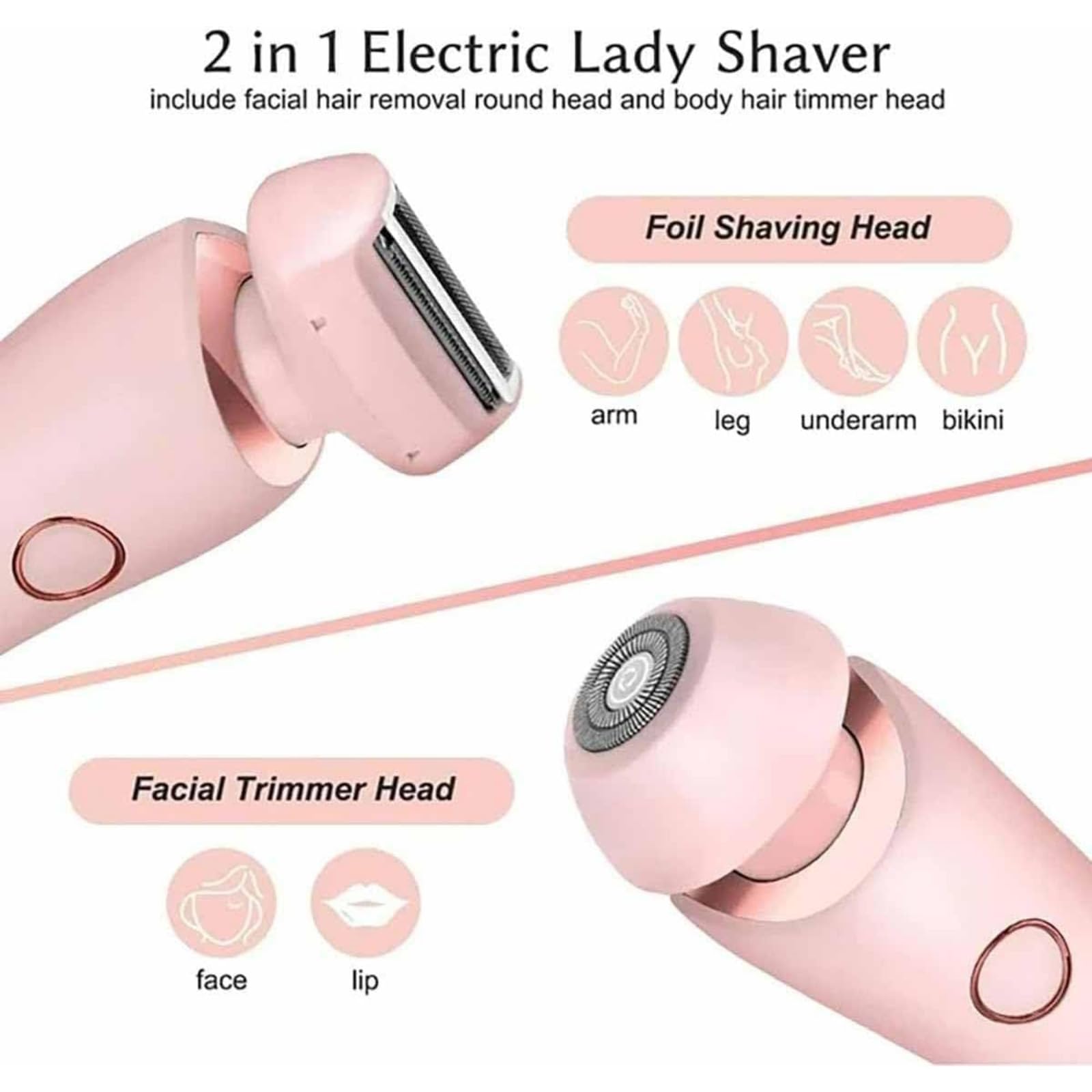 Dusk Glide Pro 3.0 Women's Electric Razor - 2-in-1 Waterproof Shaver for Smooth Legs & Bikini Line, Pink | Perfect for Travel, Gym & Quick Hair Removal at Home