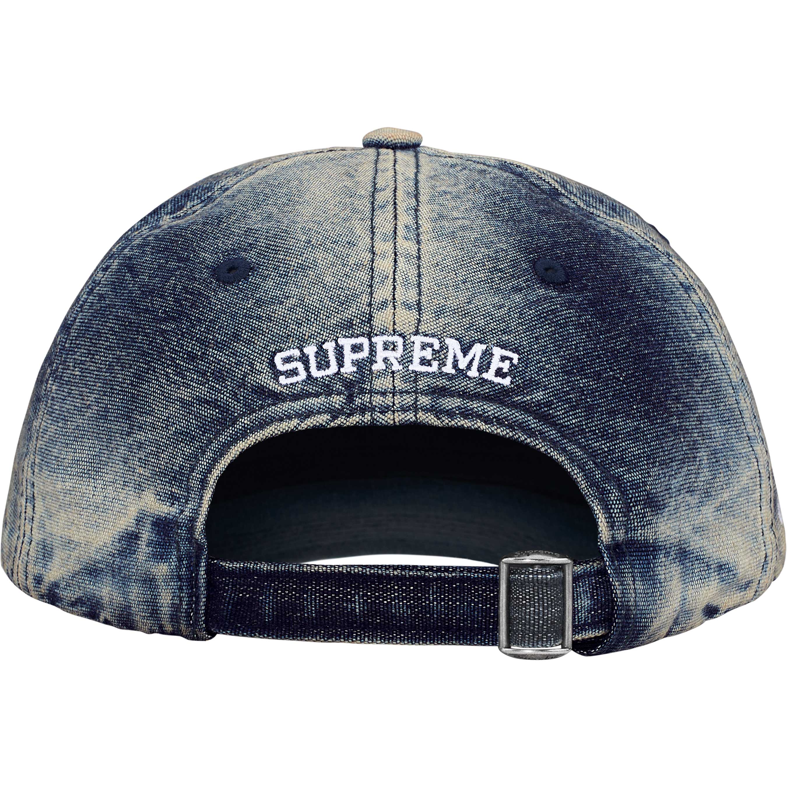 Supreme Cordura® Denim S Logo 6-Panel Cap - Bleached Indigo Wash for Men & Women | Streetwear Fashion Accessory for Urban Style & Outdoor Adventures