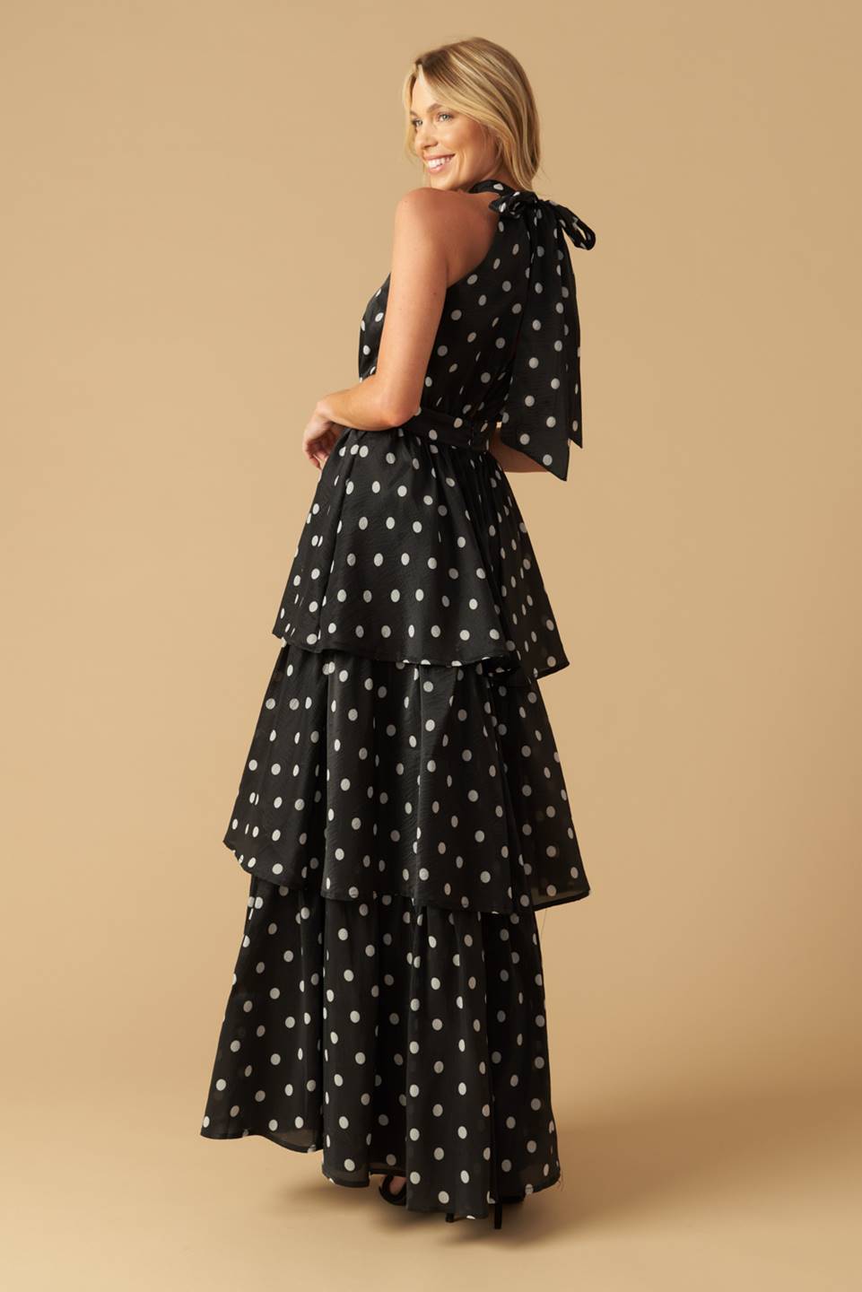 Polka Dot Halter Maxi Dress for Women - Flowy Summer Beach Dress for Vacations, Parties & Date Nights
