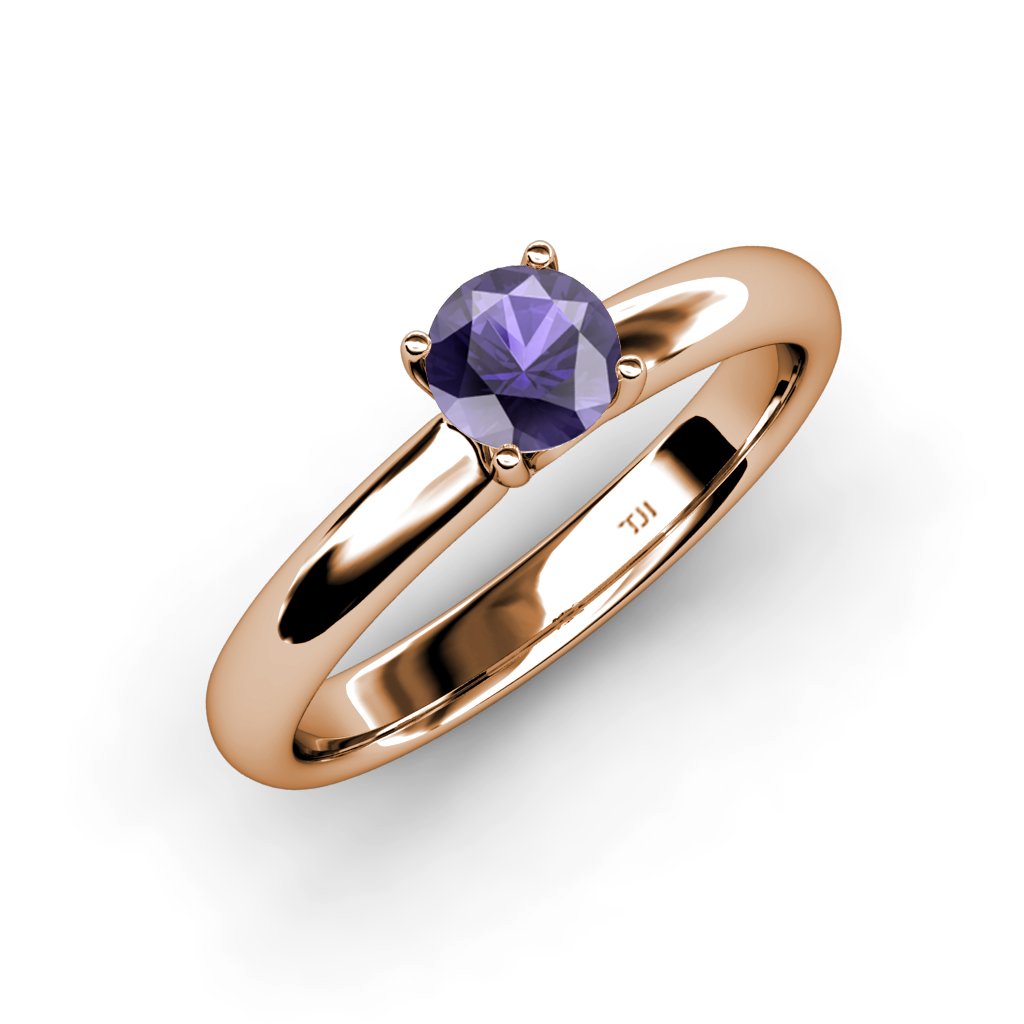 0.95 Carat Iolite Solitaire Ring in 14K Rose Gold - Elegant Engagement & Wedding Jewelry for Women