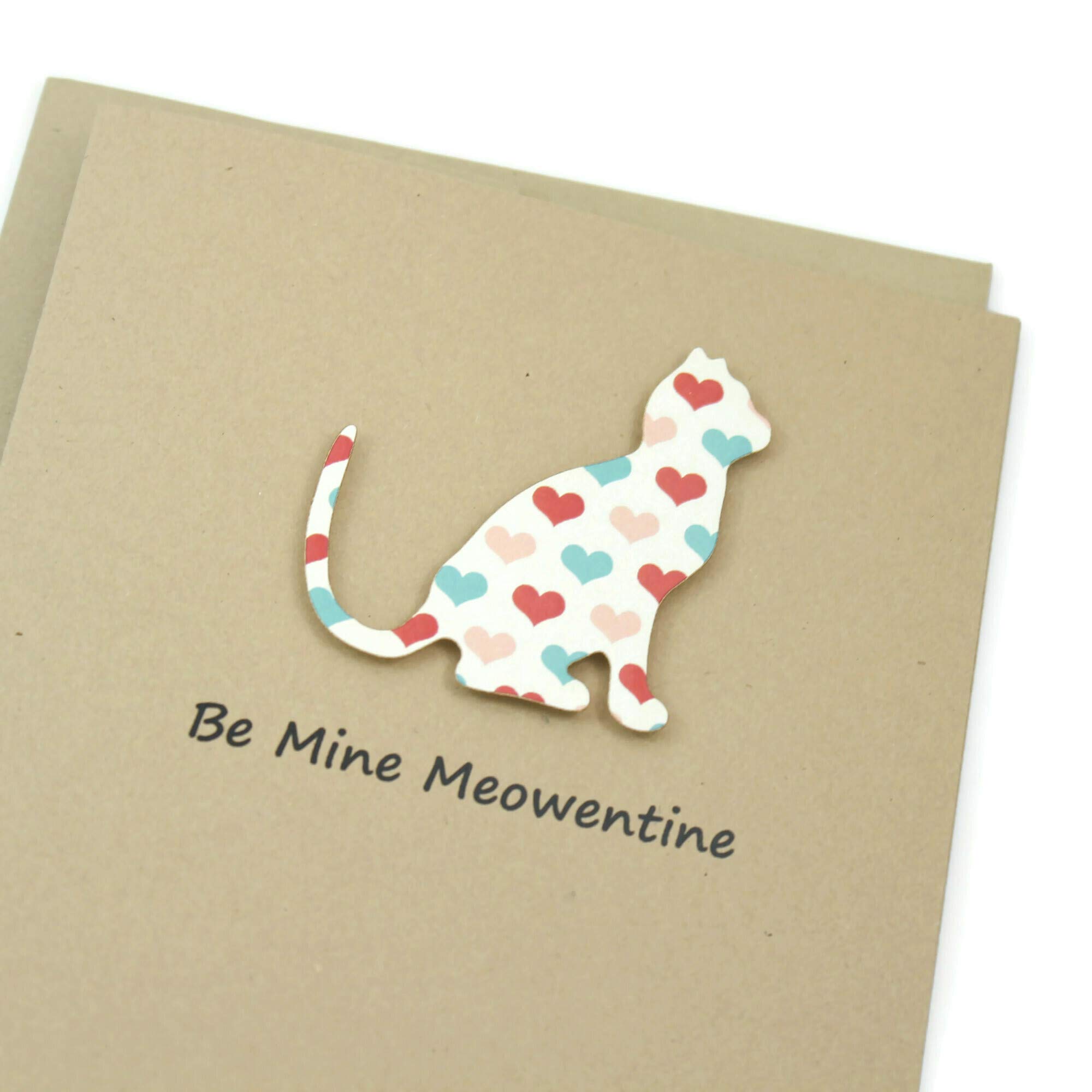 Valentine's Day Cat Greeting Card - Handmade with Colorful Hearts | Single Card or 10-Pack Option | Choose Your Custom Message | Perfect for Cat Lovers, Valentine Gifts & Special Occasions
