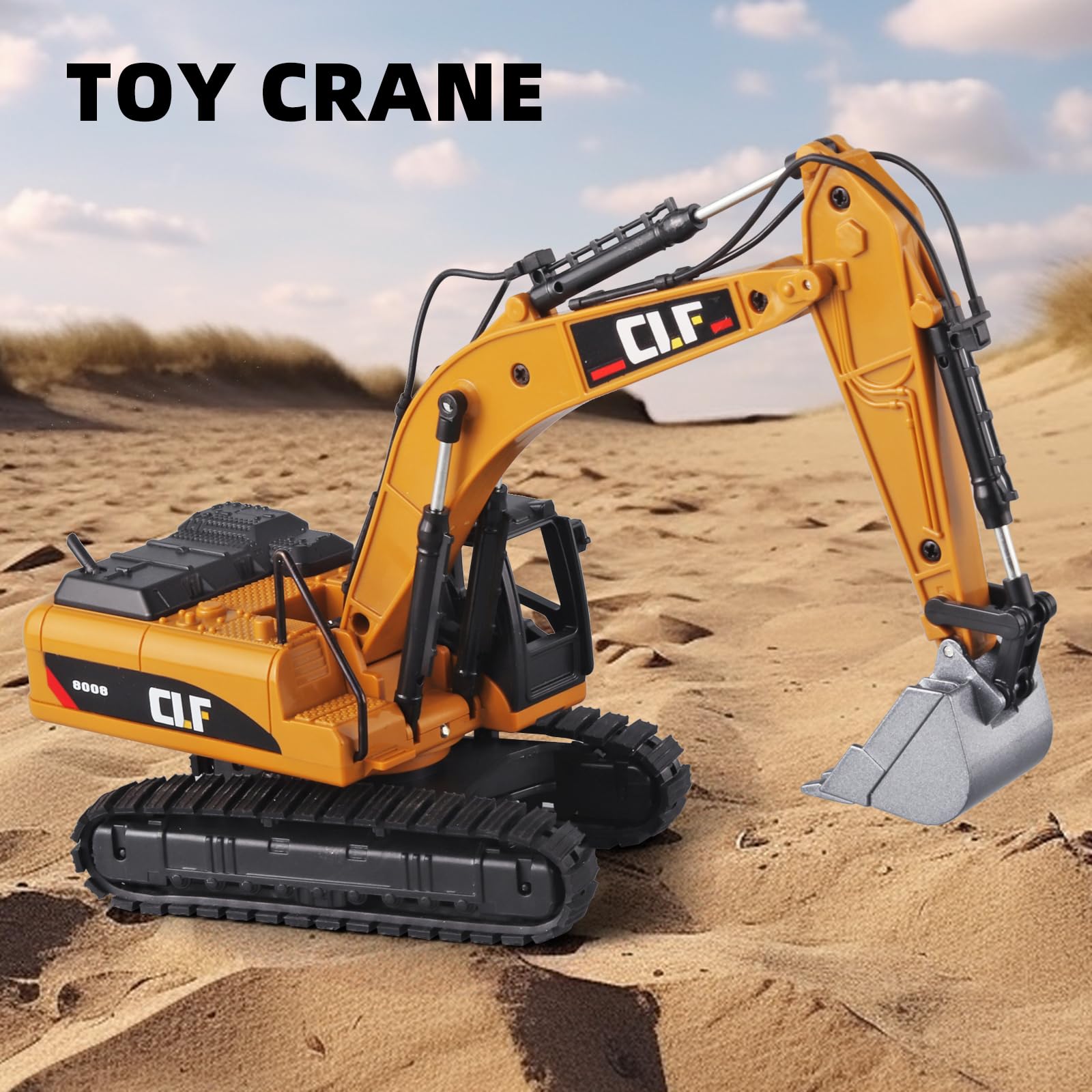 Best Digger Toys for Boys - Construction Truck & Crawler Excavator Toy with Simulated Lights - Realistic 6101A Model for Kids Ages 3-5 - Perfect for Sandbox Play, Construction Pretend & Outdoor Activities