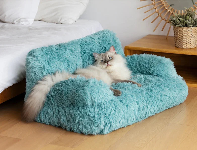 Fluffy Pet Sofa Bed for Dogs & Cats - Cozy Washable Pet Lounger for Small to Medium Pets - Perfect for Living Room, Bedroom, or Office